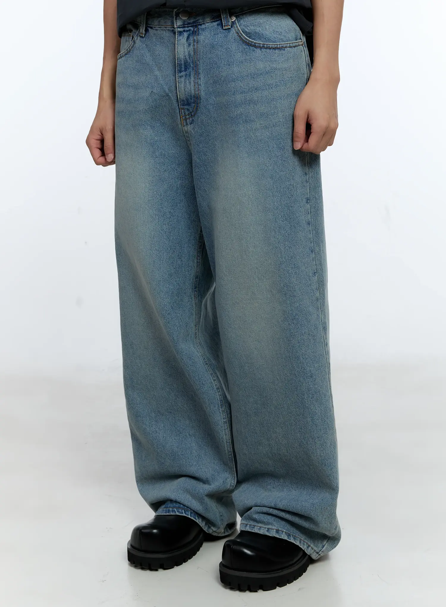 Men's Wide Leg Denim Jeans IG519 - Image 2