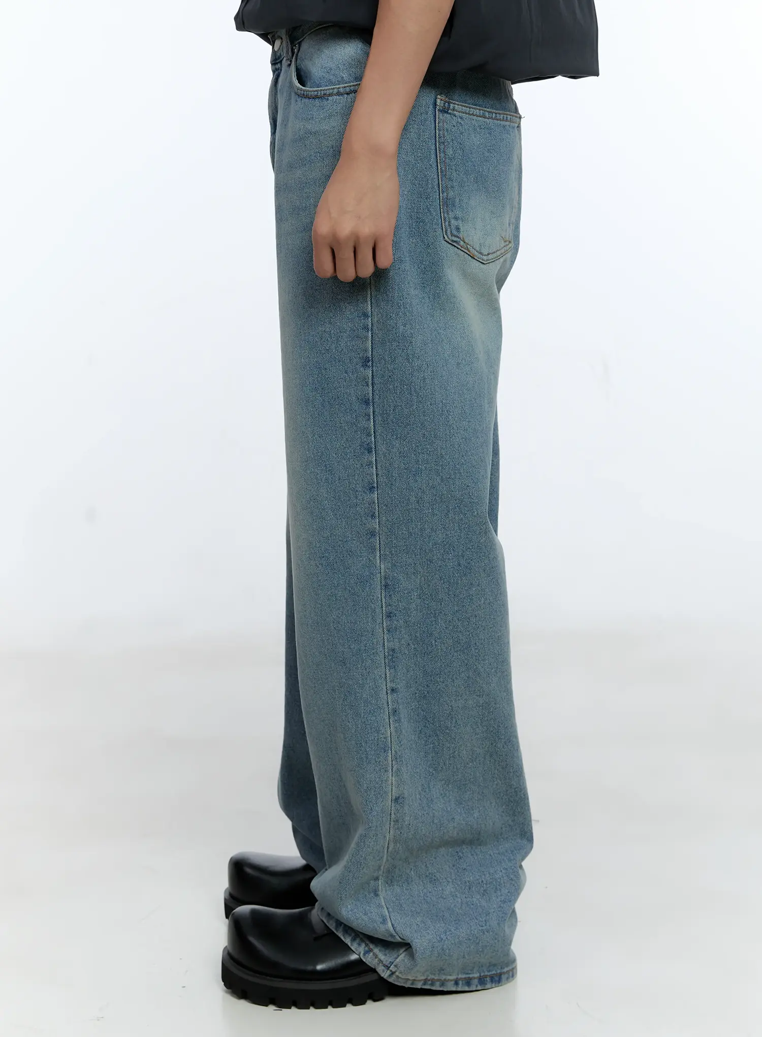 Men's Wide Leg Denim Jeans IG519 - Image 5