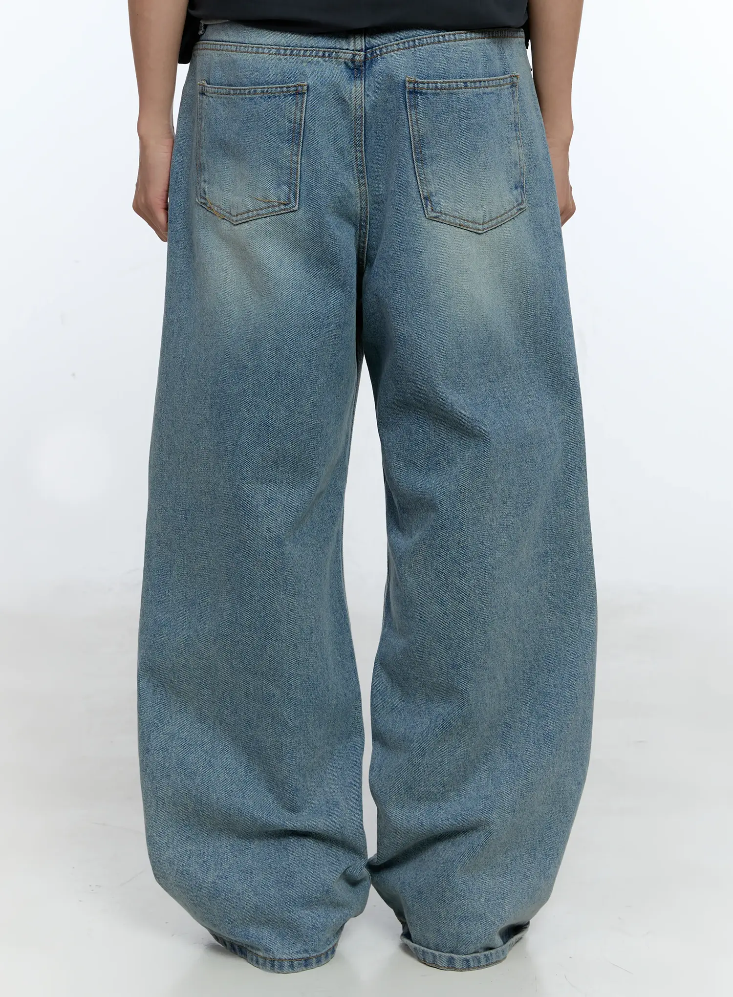 Men's Wide Leg Denim Jeans IG519 - Image 8