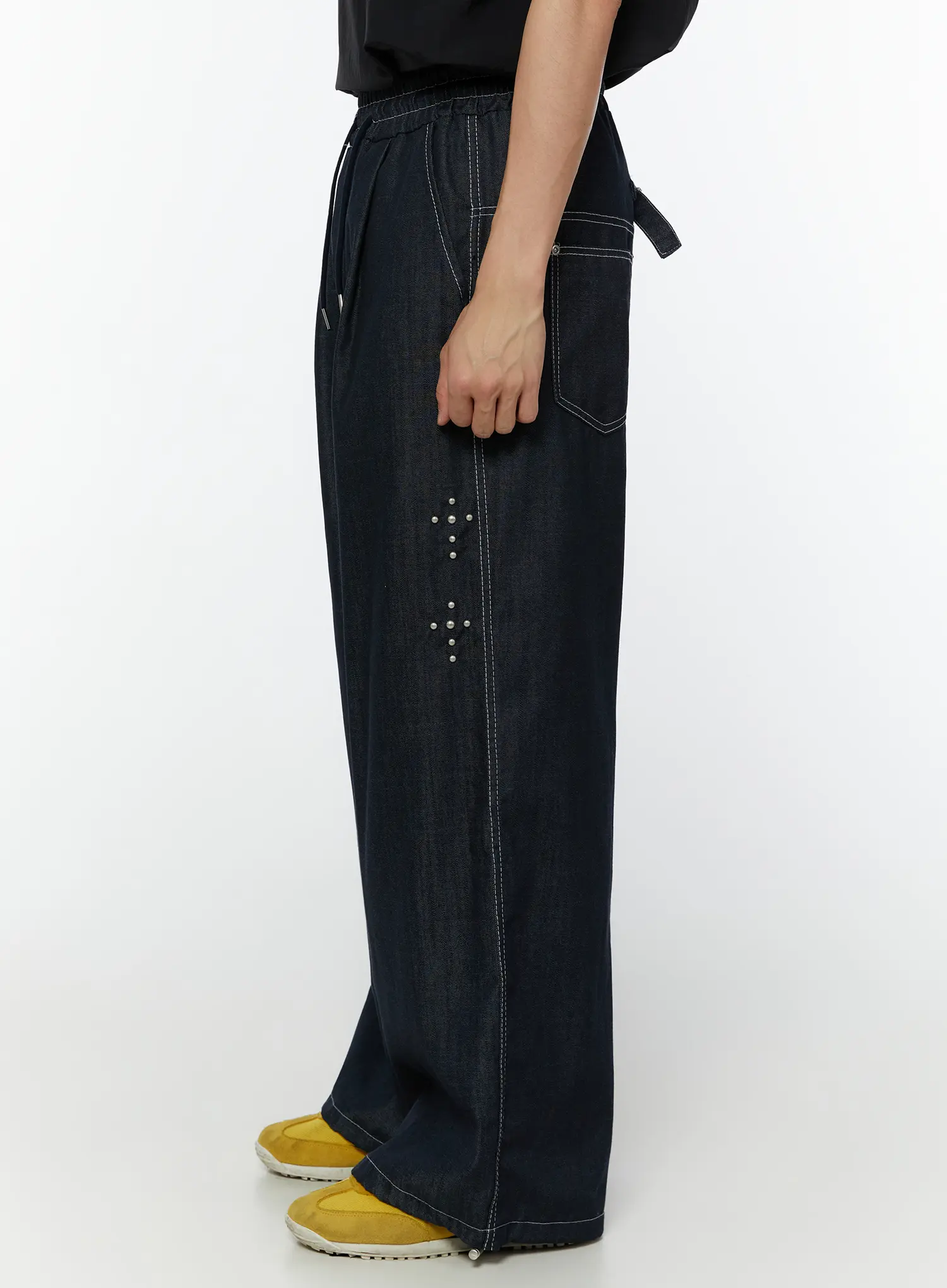 Men's Wide Leg Jeans (Dark Blue) IU516 - Image 7