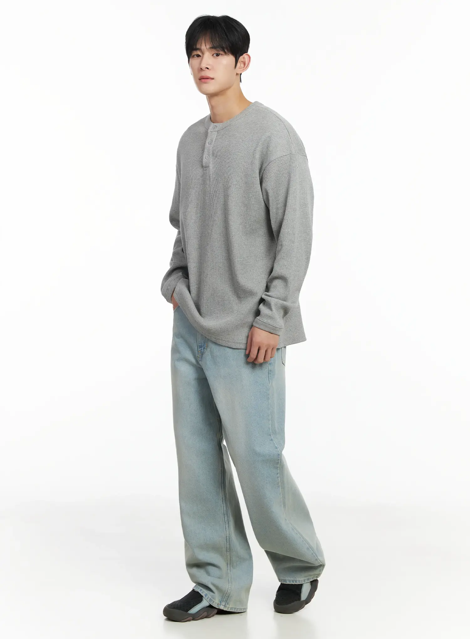 Men's Wide Leg Jeans (Light Blue) IF517 - Image 8