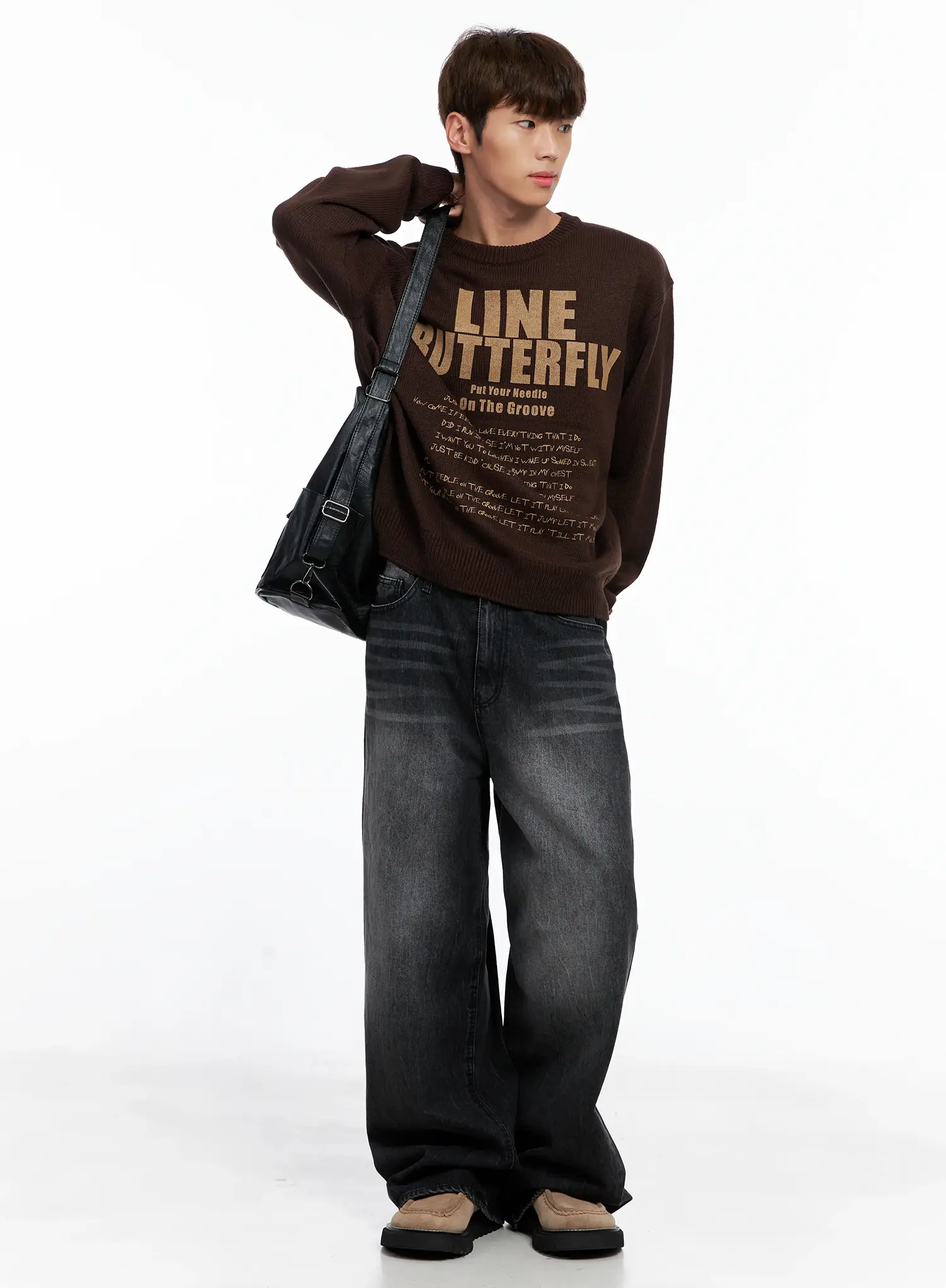 Men's Wide-Leg Washed Jeans IO502 - Image 2