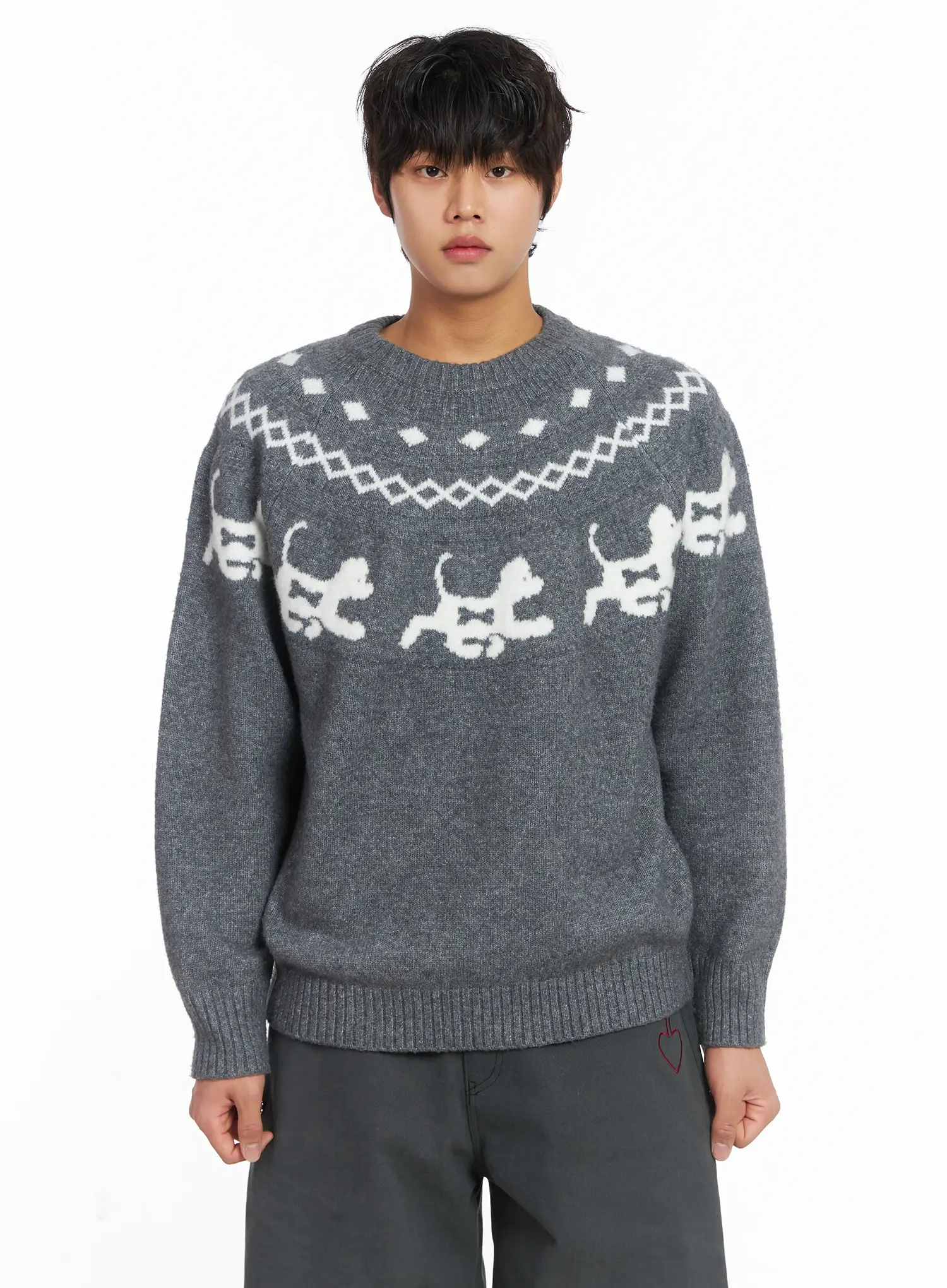 Men's Winter Graphic Wool Knit IJ512 - Image 10