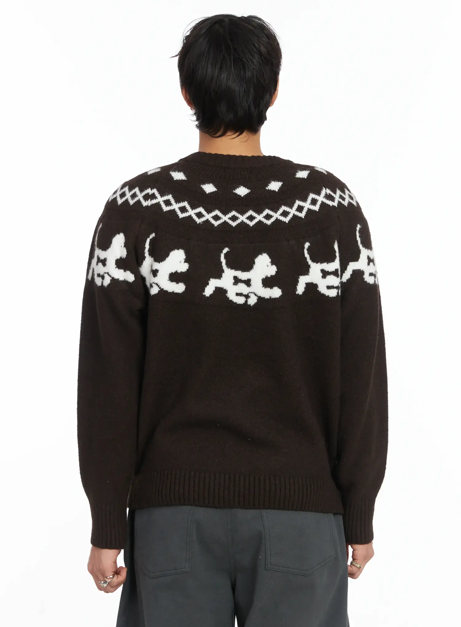 Men's Winter Graphic Wool Knit IJ512 - Image 5