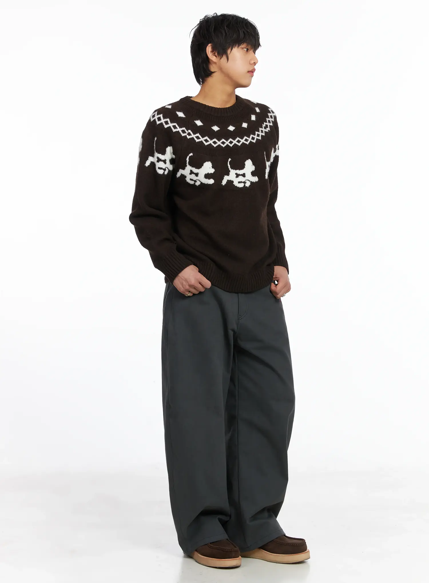 Men's Winter Graphic Wool Knit IJ512 - Image 6