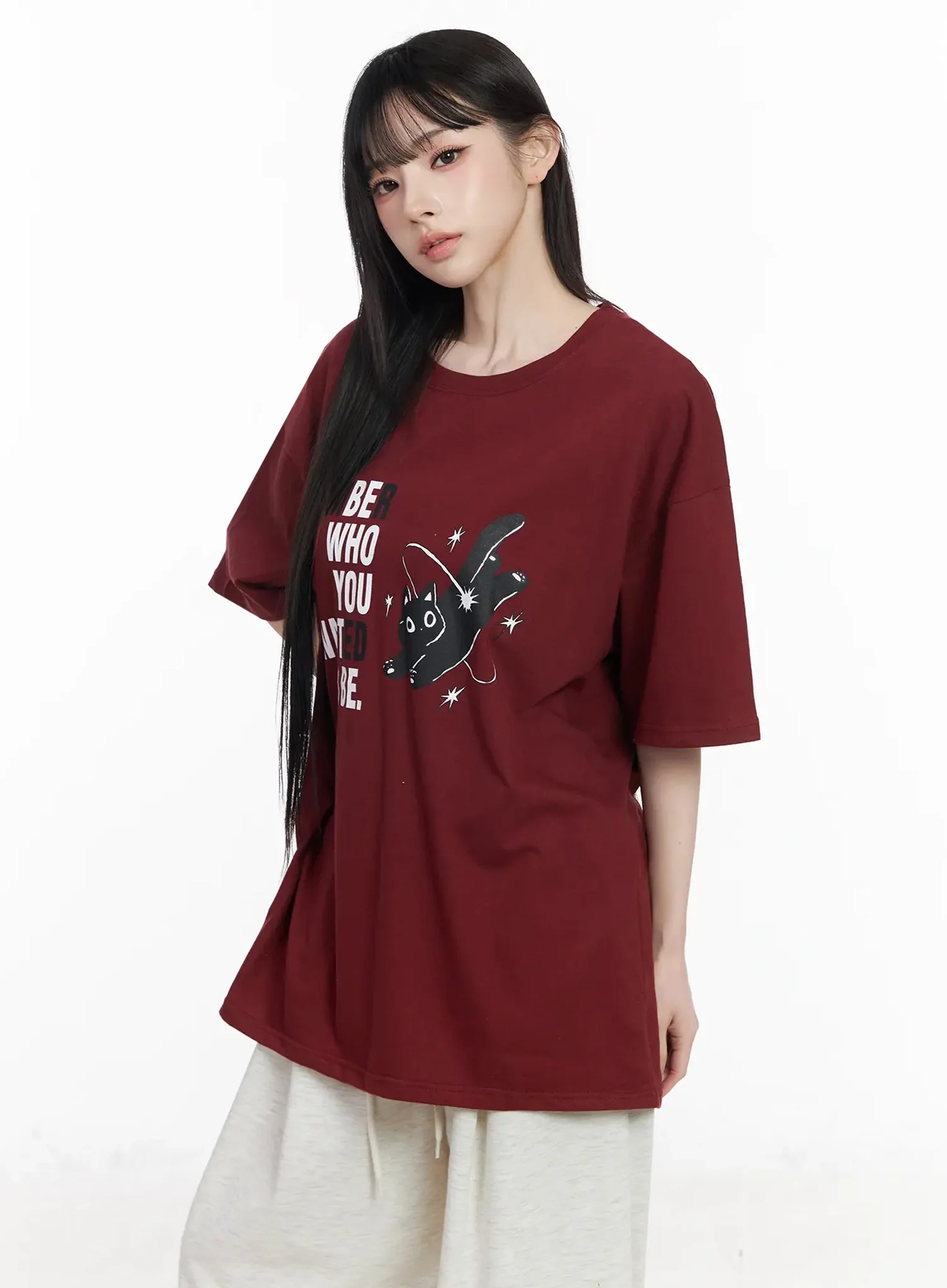 Meow Graphic Oversized Tee IU509 - Image 12