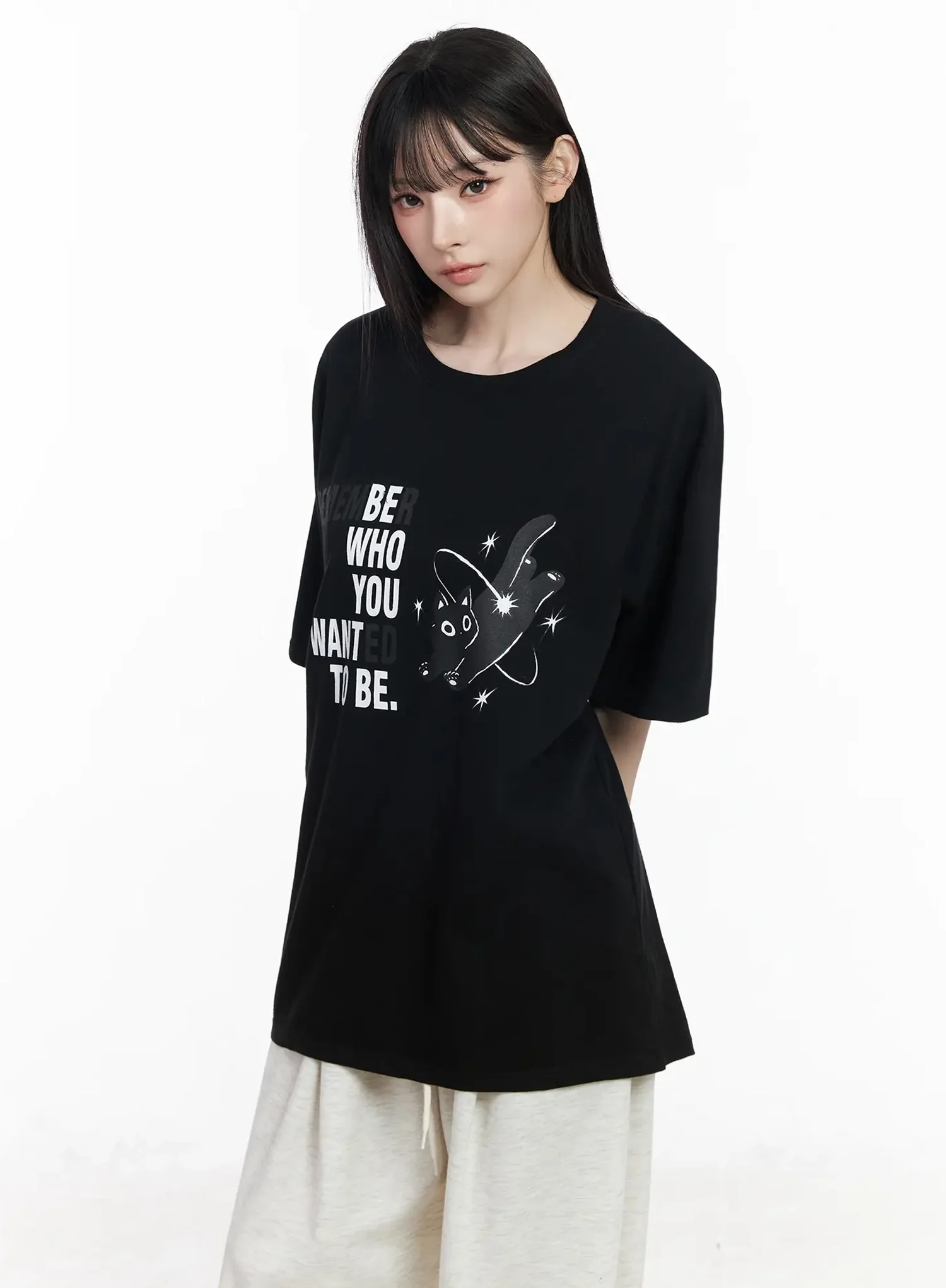 Meow Graphic Oversized Tee IU509 - Image 13