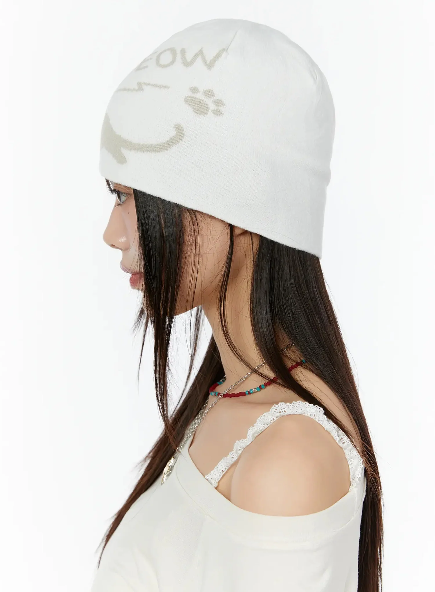 Meow Print Two-Way Beanie IU518 - Image 7