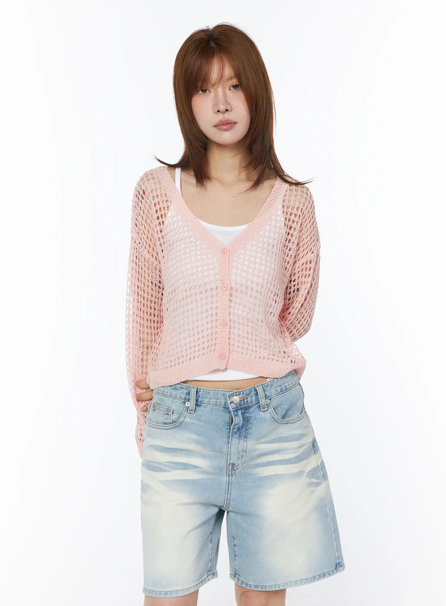 Mesh Knit Cardigan CY528 - Image 2