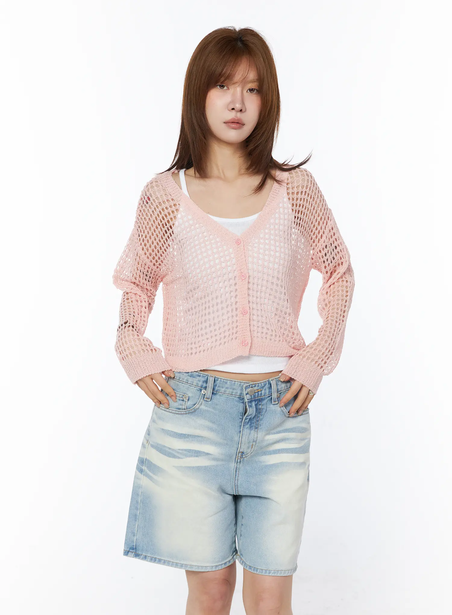 Mesh Knit Cardigan CY528 - Image 8
