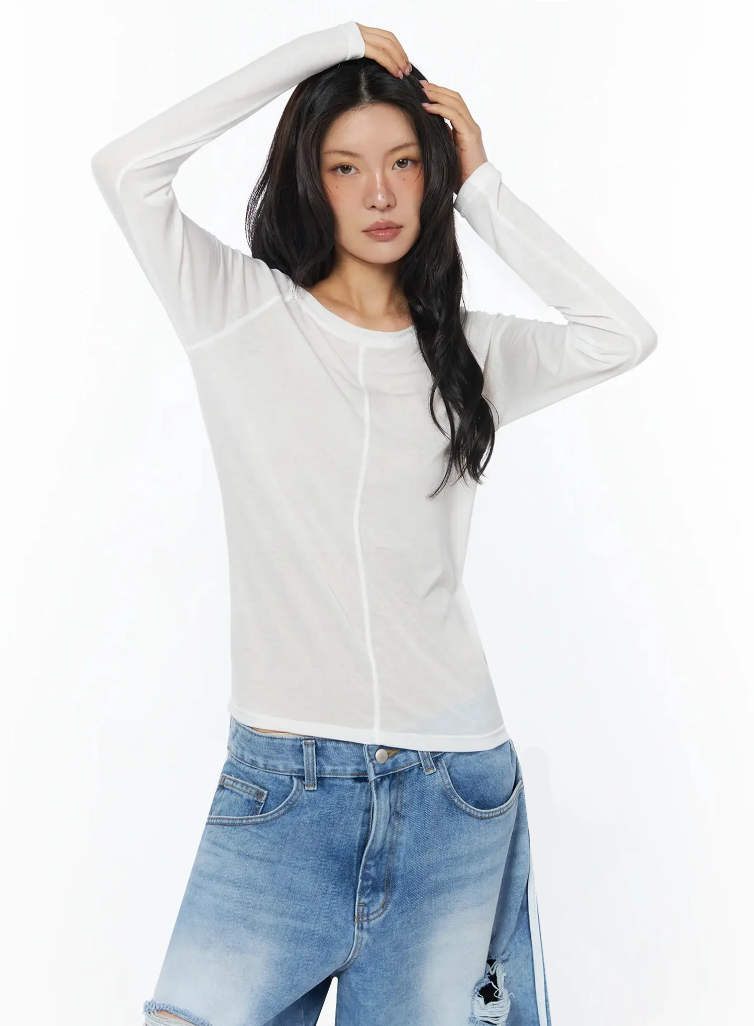 Mesh Long Sleeve Shirt IU509 - Image 11