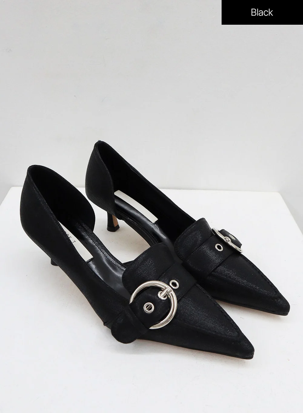 Metal Buckle Faux Leather Low Stiletto Heel Shoes OO05 - Image 12