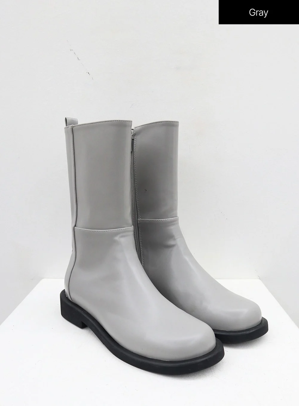 Mid-Calf Side Zip-Up Boots OJ300 - Image 17