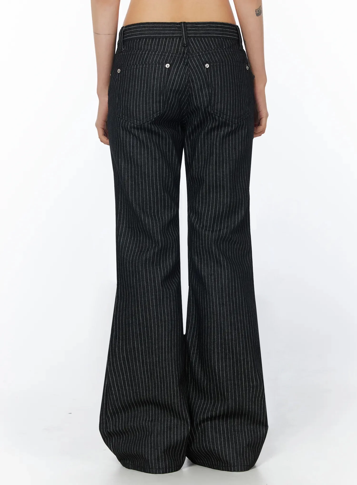 Mid-Rise Flared Pinstripe Pants IU508 - Image 11