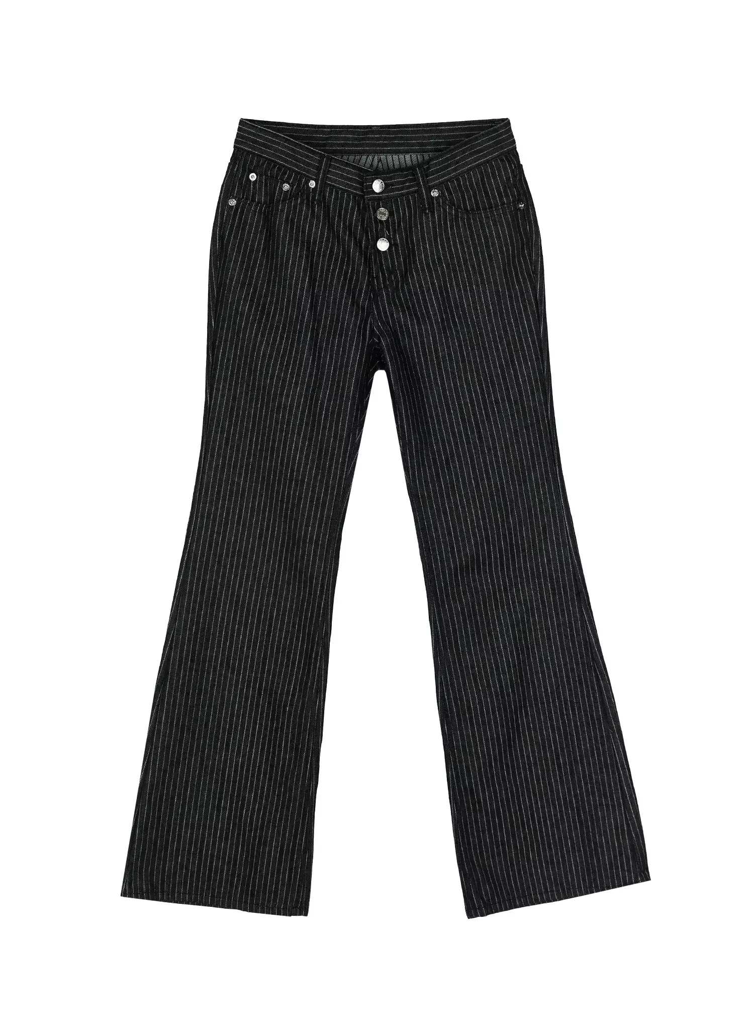 Mid-Rise Flared Pinstripe Pants IU508 - Image 13