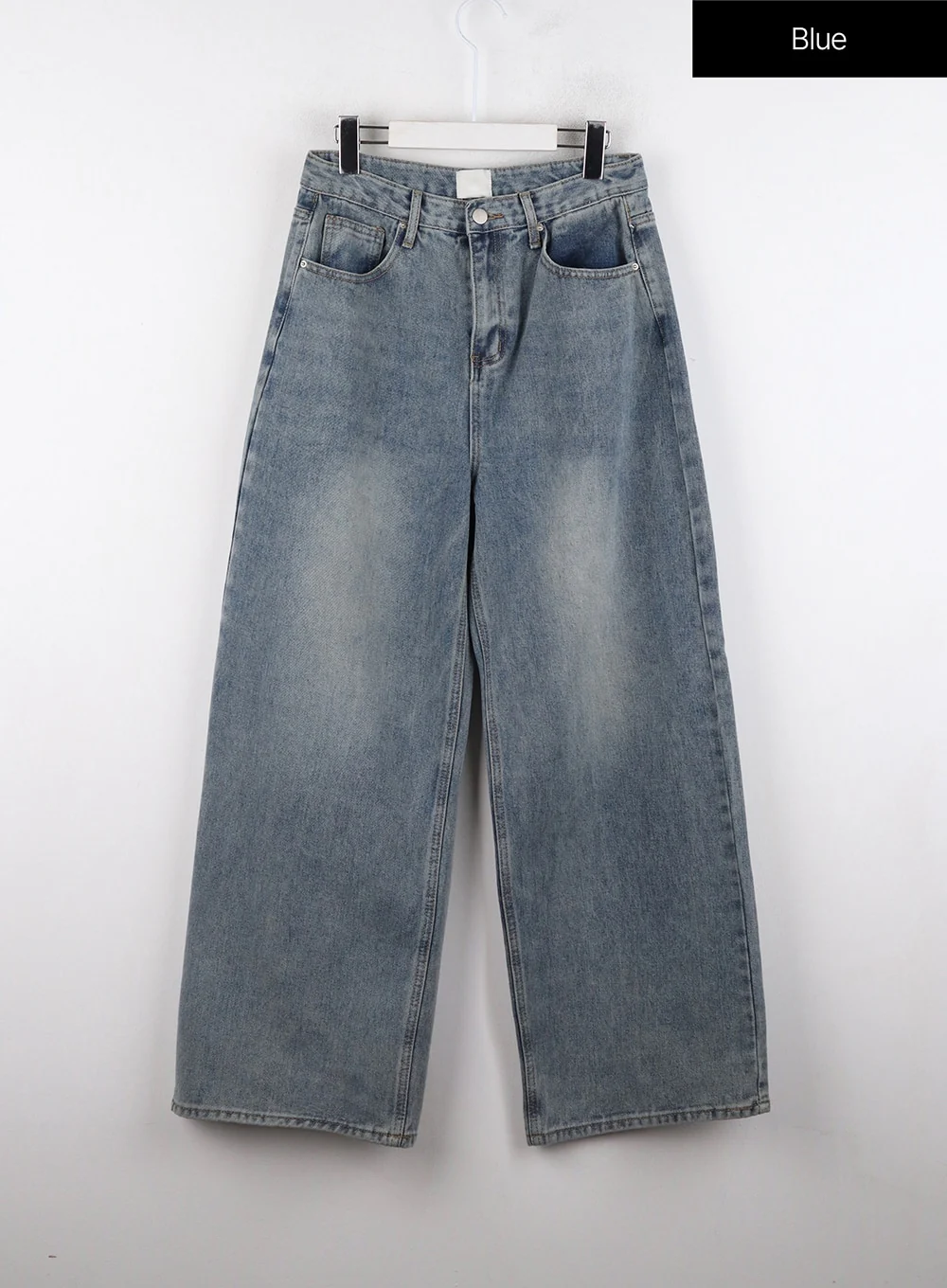 Mid Waist Washed Button Wide Leg Jeans OD320 - Image 7