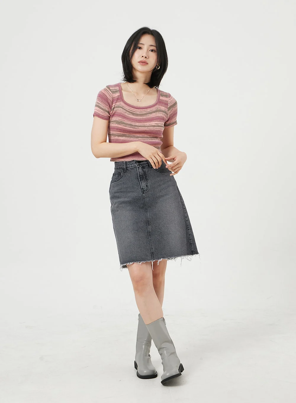 Midi Denim Skirt OM328 - Image 5