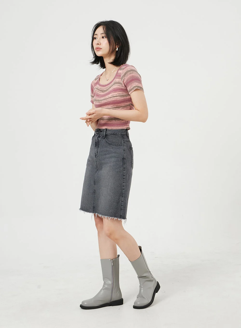 Midi Denim Skirt OM328 - Image 7