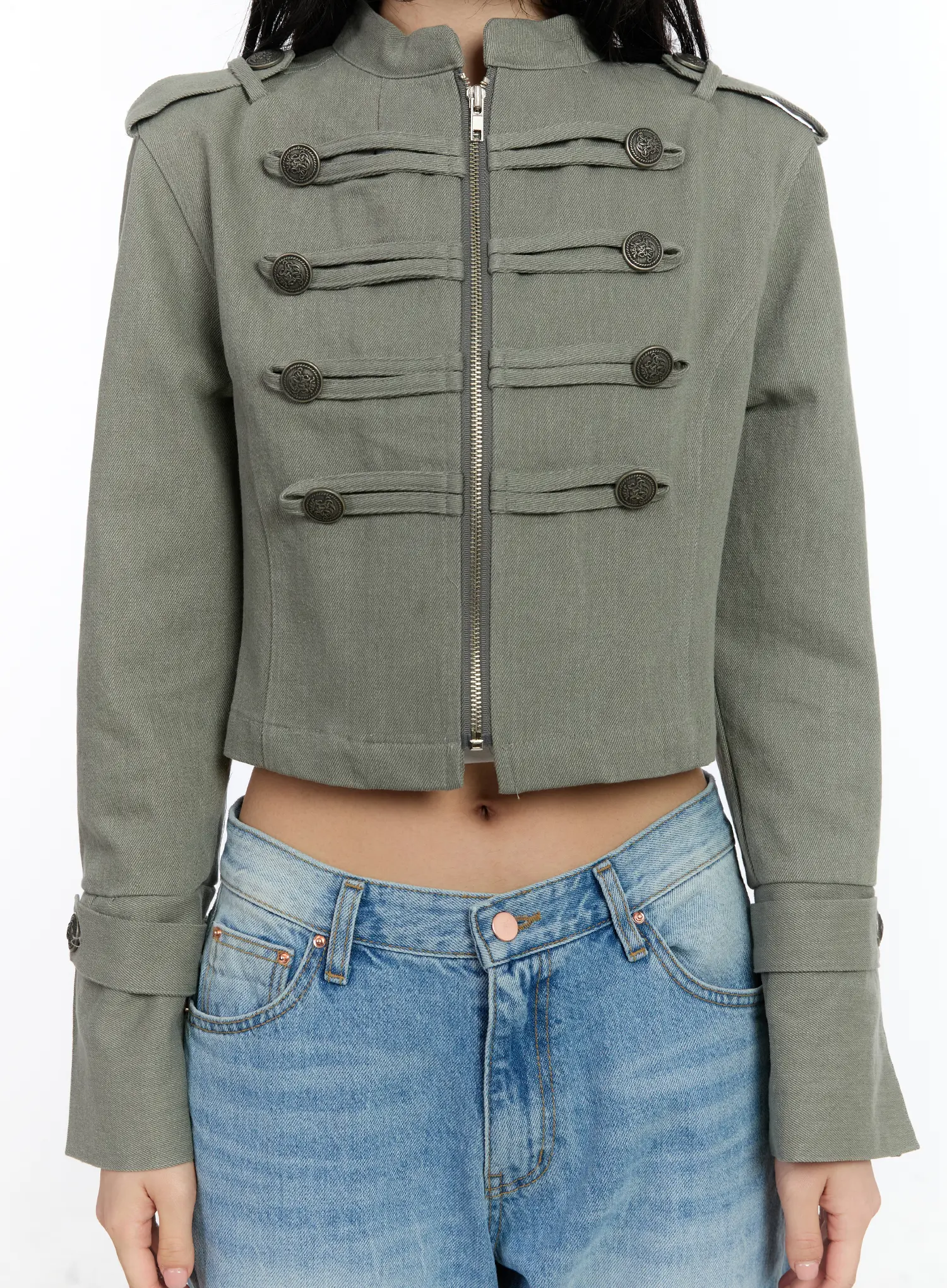 Military Style Cropped Jacket CA508 - Image 4