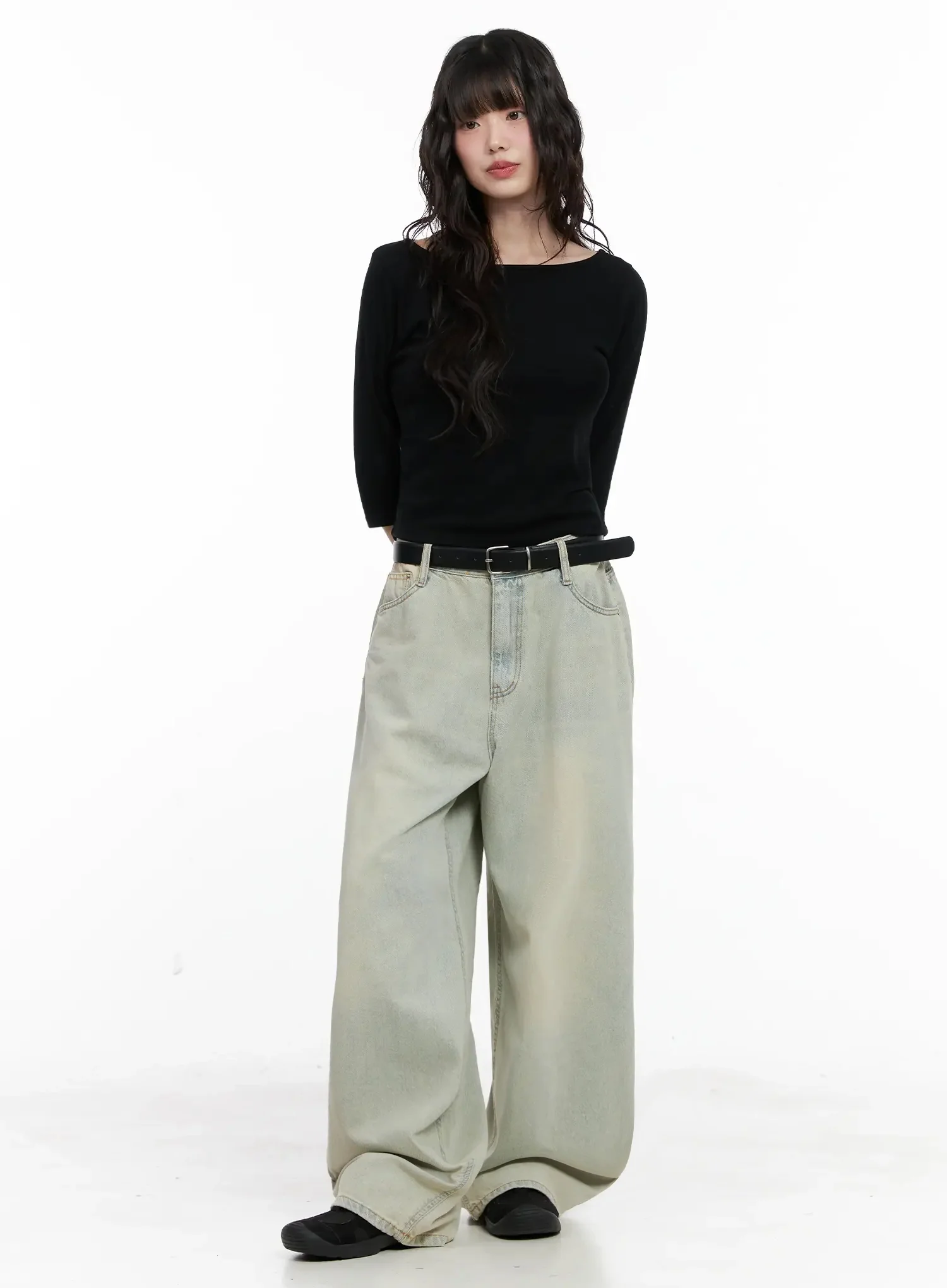 Minimalist Black Boat Neck Top IL531 - Image 5