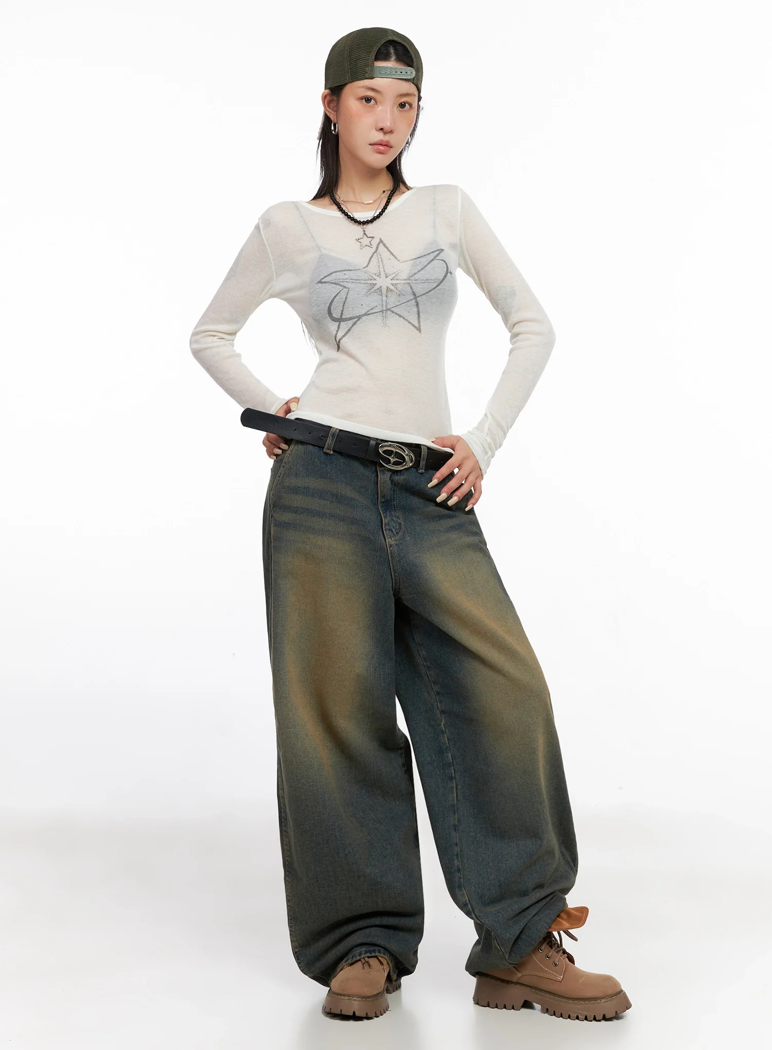 Minju Vintage Washed Baggy Jeans IS508 - Image 14