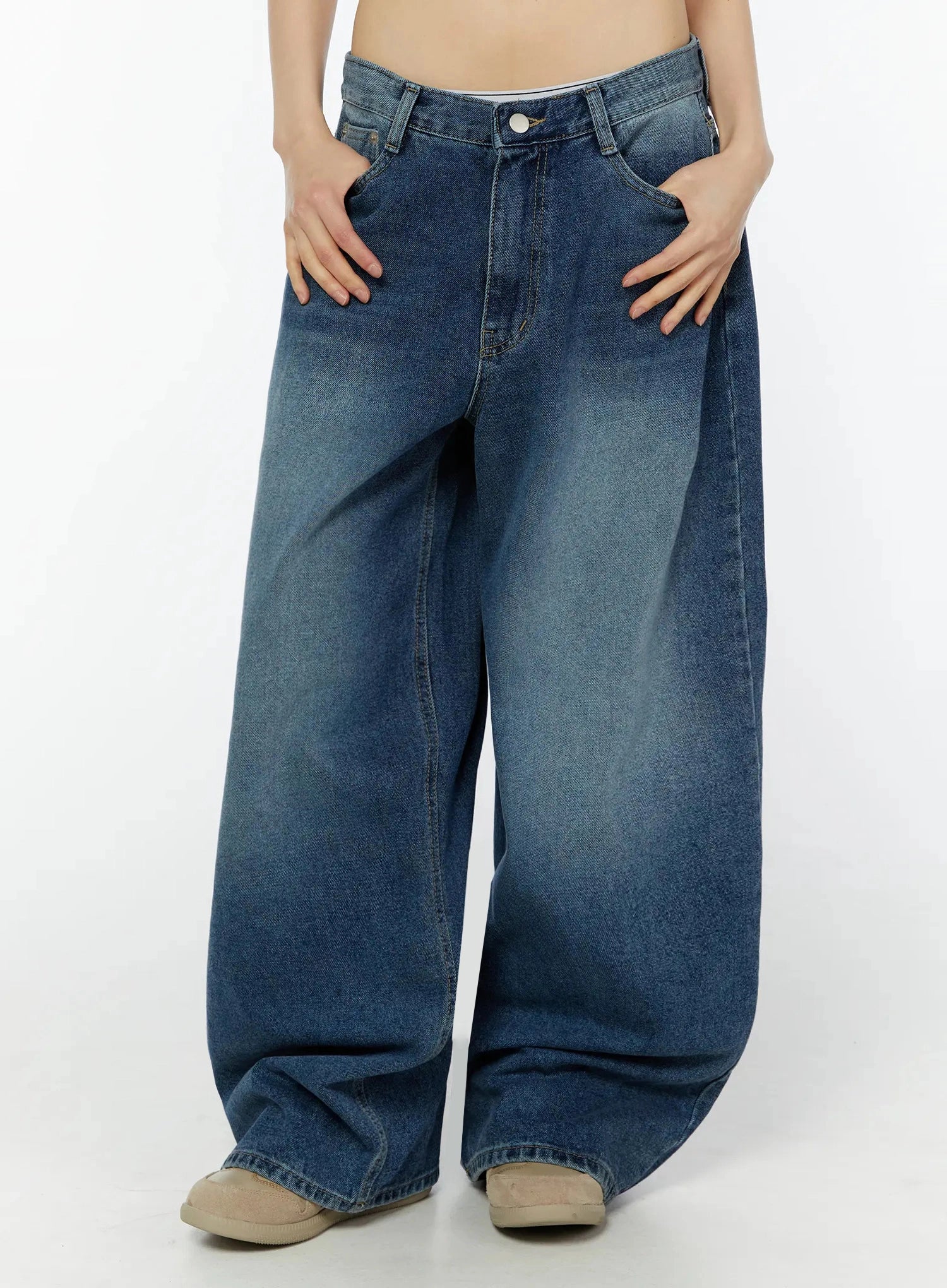 Minseo Wide Leg Washed Jeans IU518 - Image 10