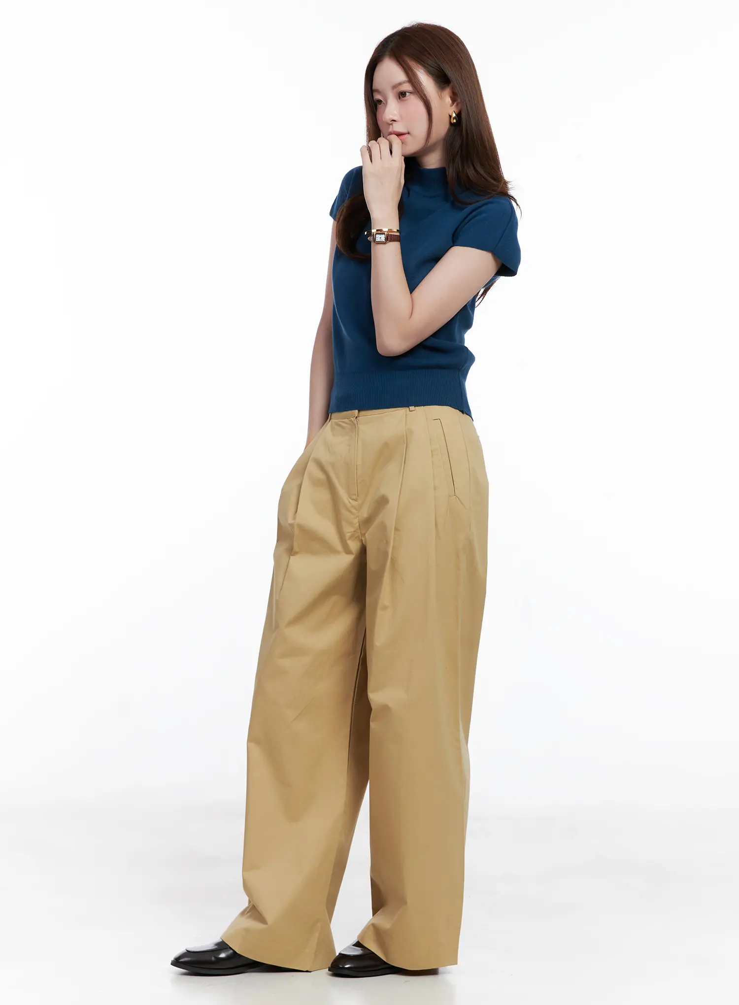 Mock Neck Short Sleeve Knit Top CG520 - Image 6