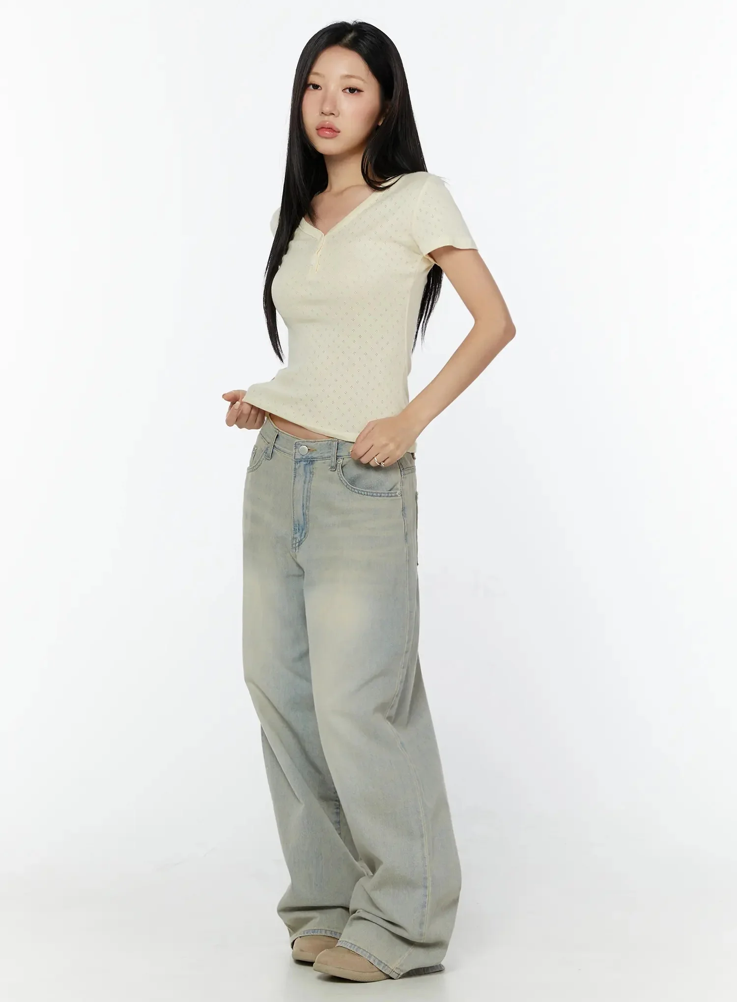 Naia Washed Baggy Jeans IU524 - Image 3