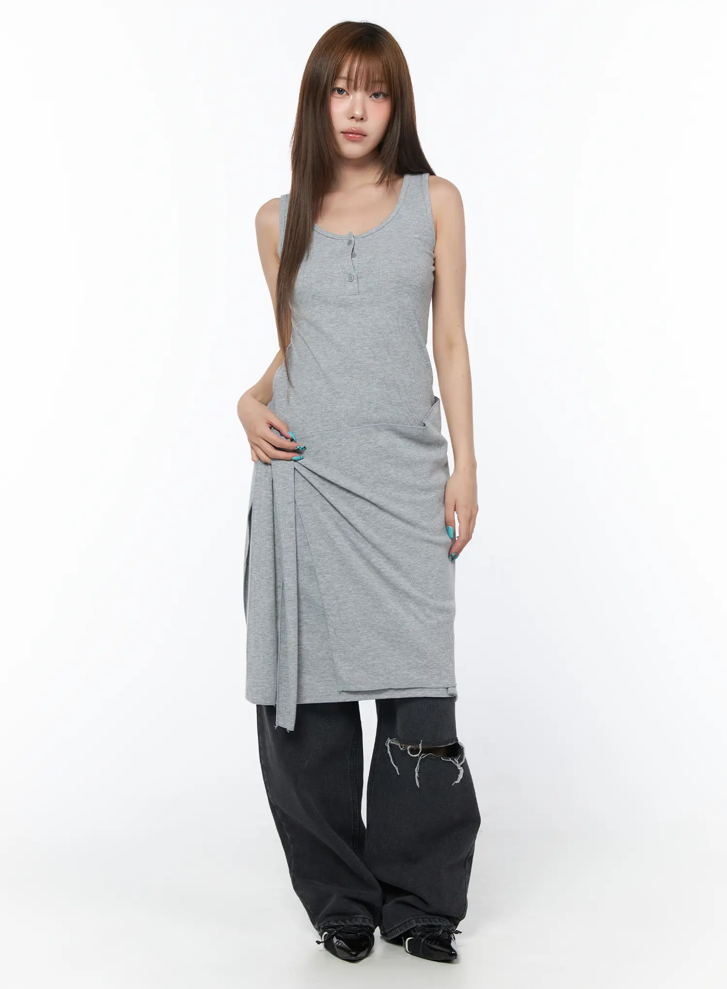 Nami Distressed Wide Leg Jeans CY529 - Image 5