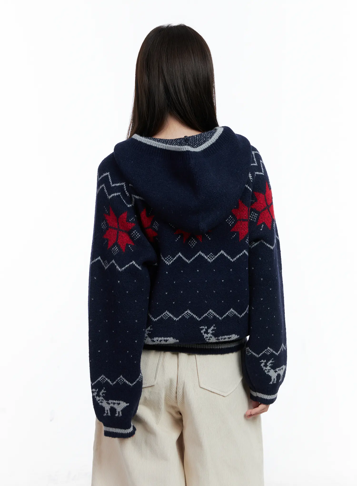 Nordic Hooded Knit Sweater CN519 - Image 10