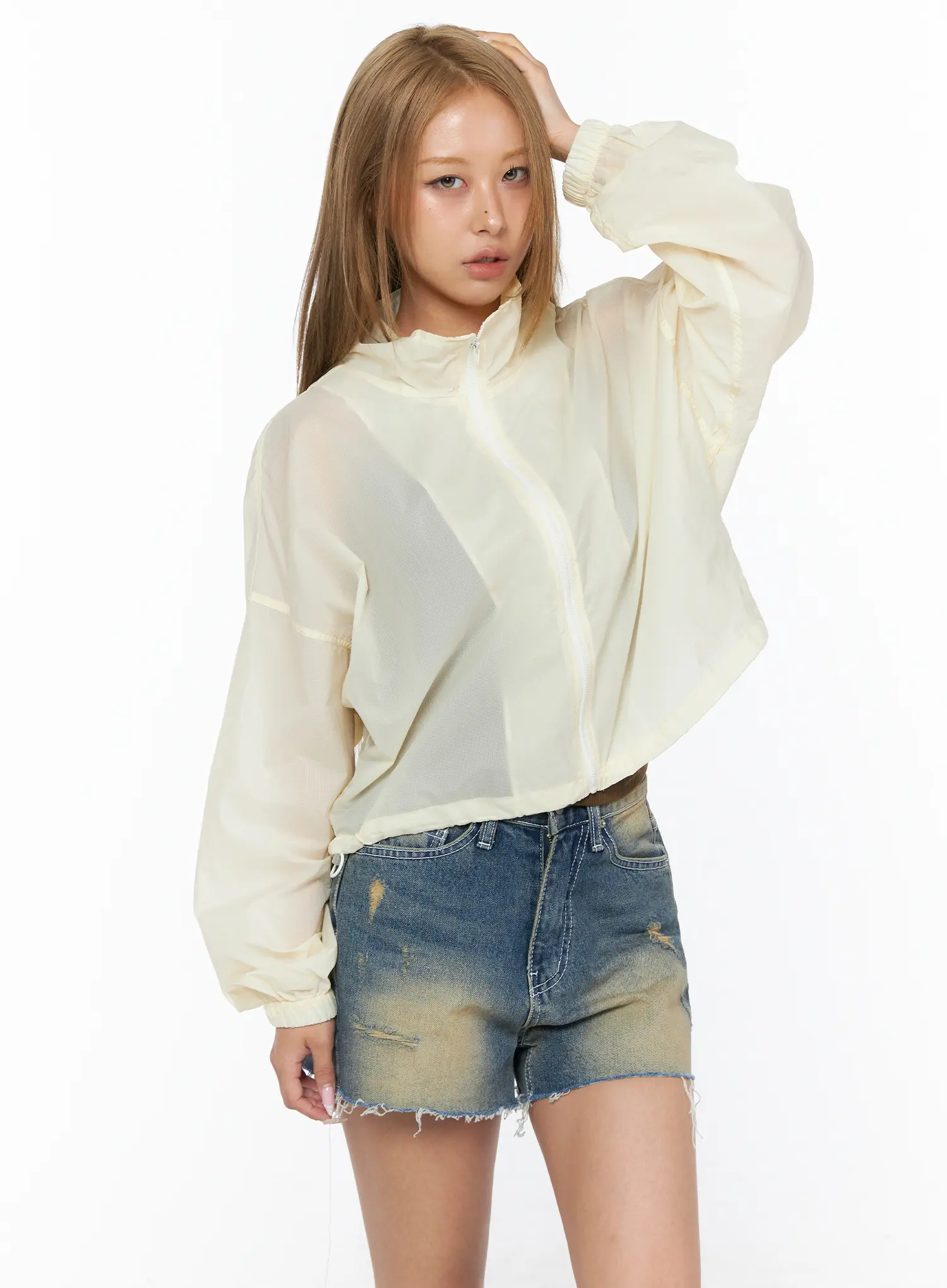 Nylon Cropped Windbreaker CU523 - Image 11