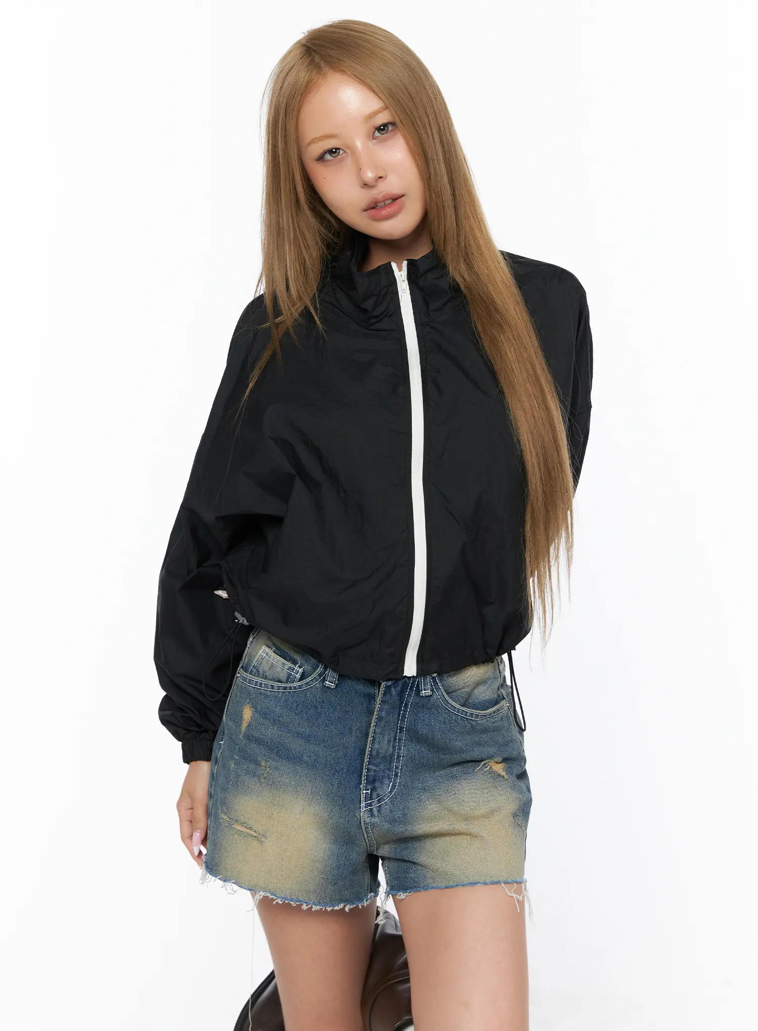 Nylon Cropped Windbreaker CU523 - Image 2