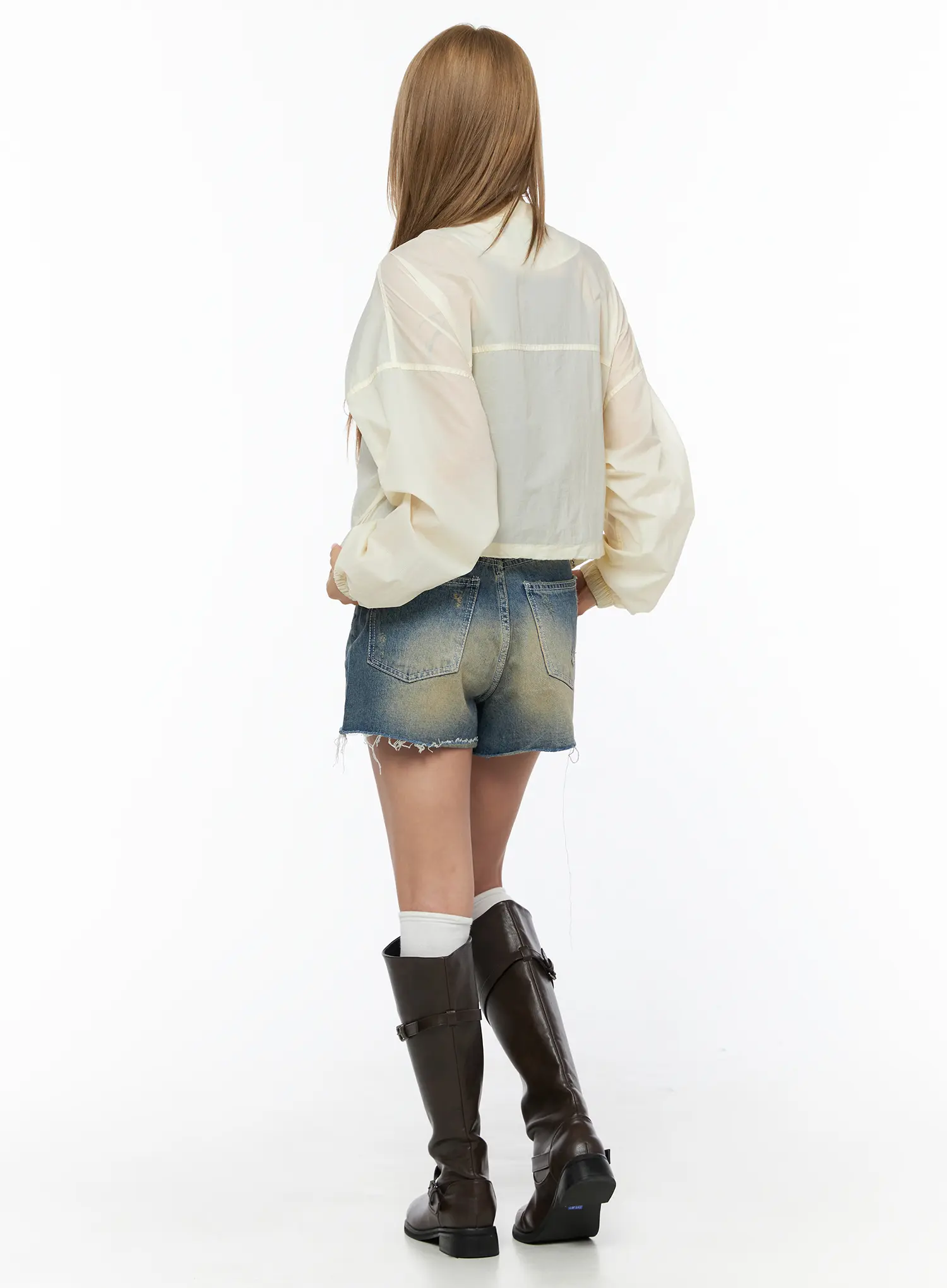 Nylon Cropped Windbreaker CU523 - Image 5
