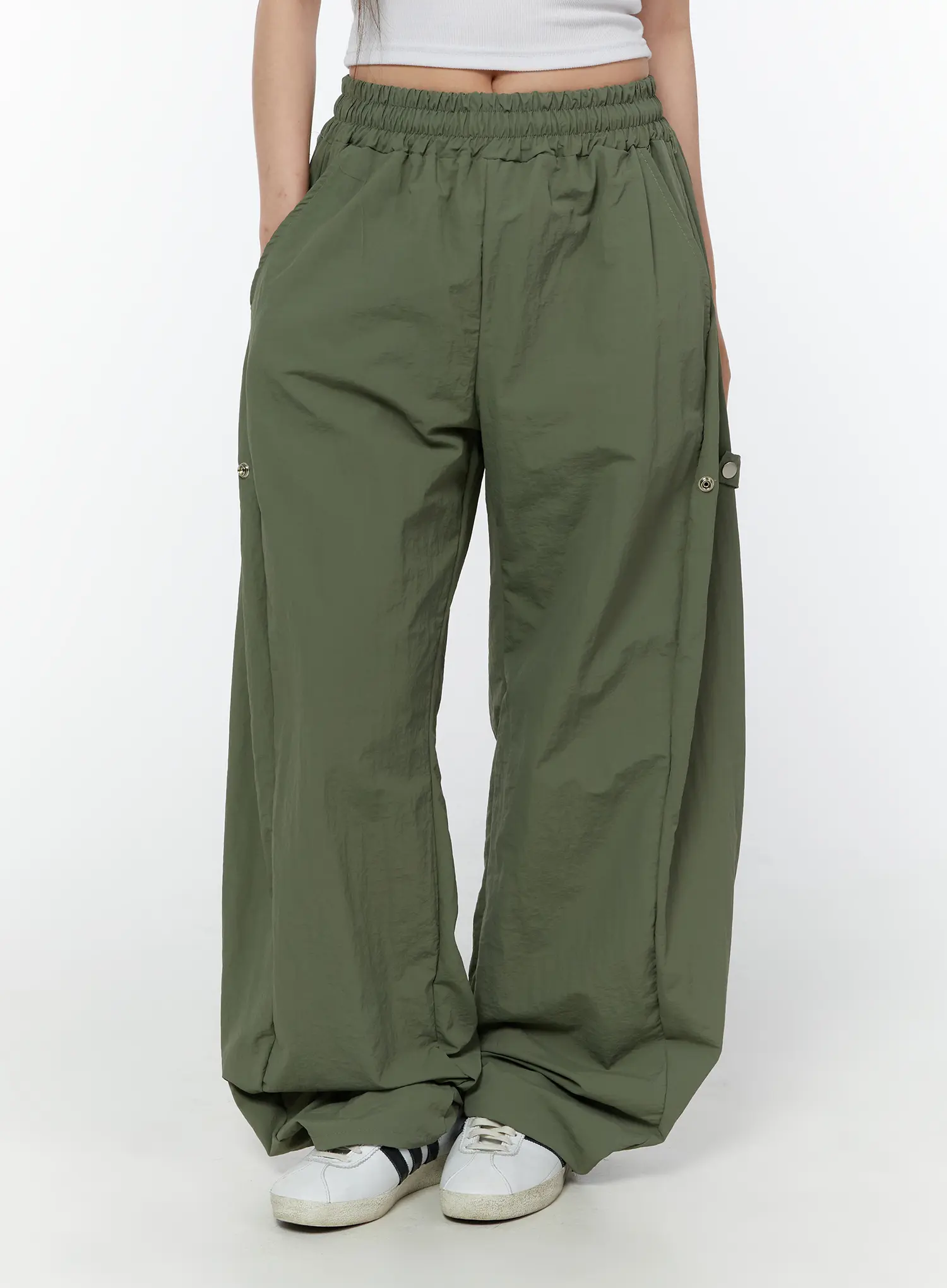 Nylon Wide Leg Snap Pants CY519