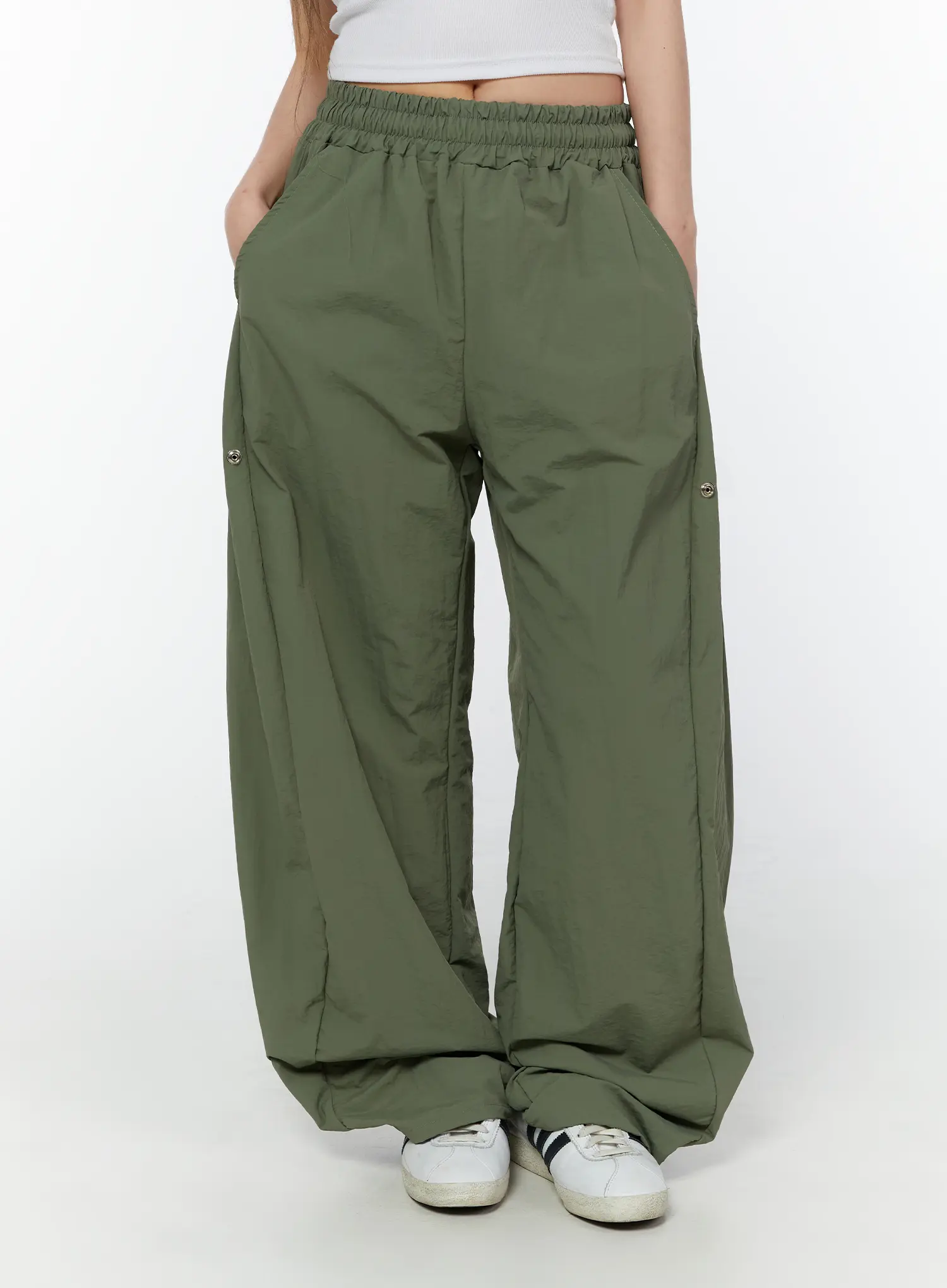 Nylon Wide Leg Snap Pants CY519 - Image 9