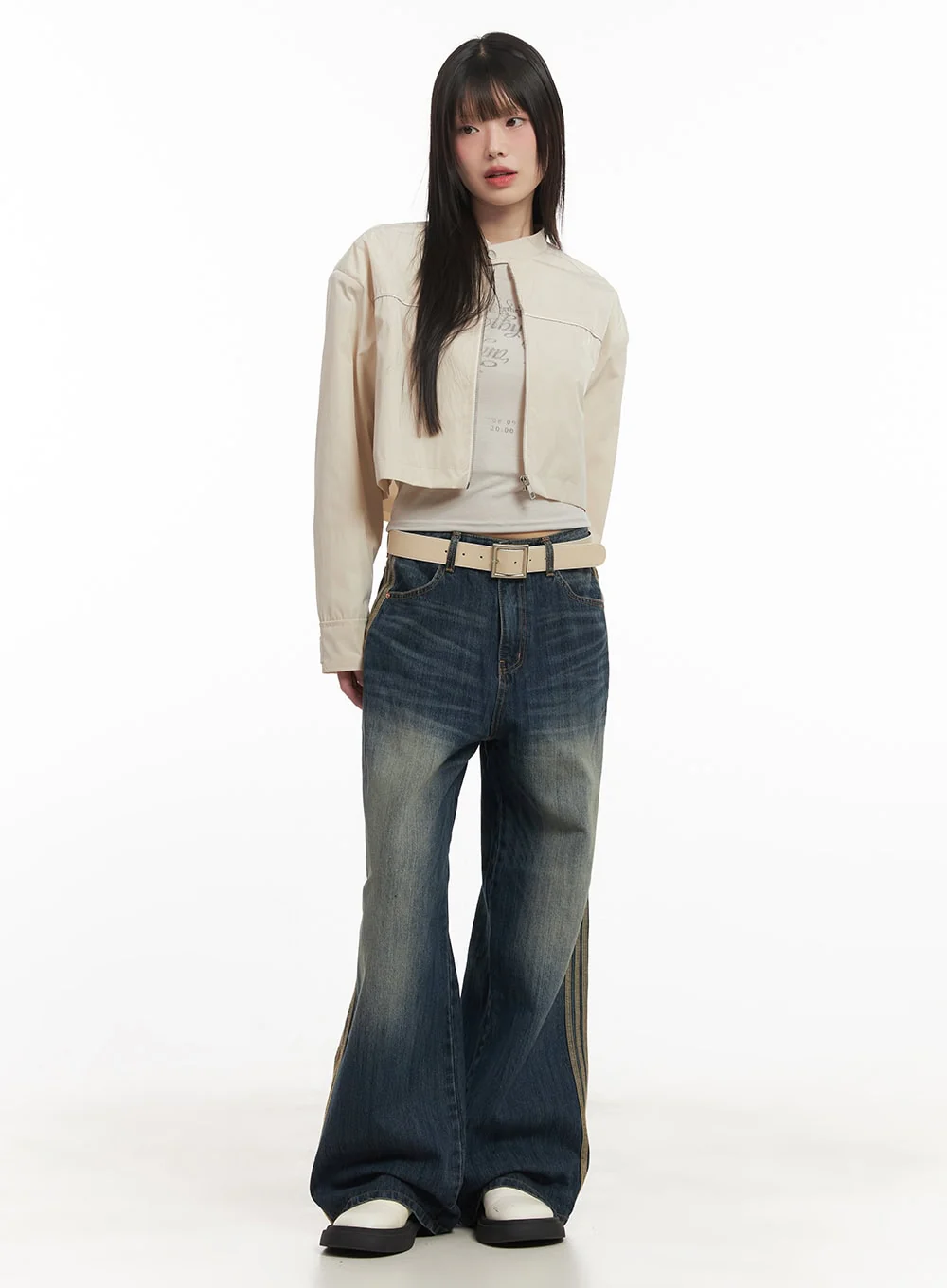 Nylon Zip-Up Cropped Jacket CF518 - Image 2