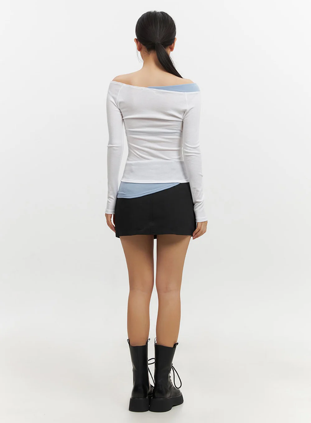 Off-Shoulder Asymmetric Long-Sleeve Top IF510 - Image 11