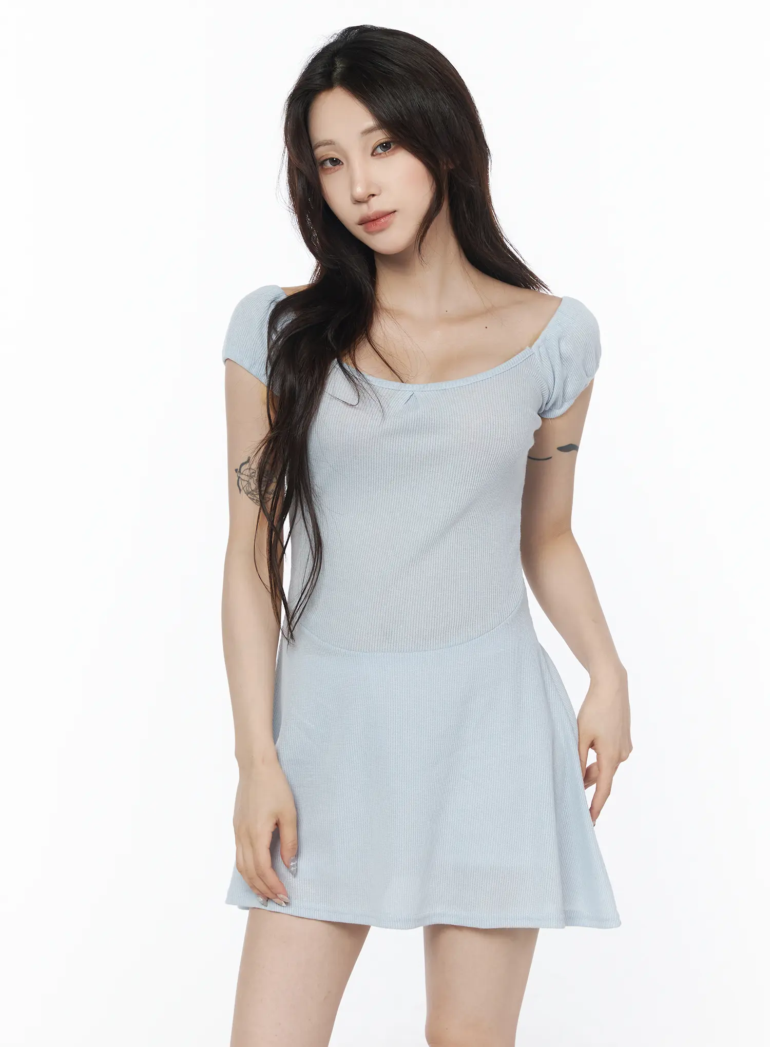Off-Shoulder Ballet-Core Mini Dress CU510 - Image 2