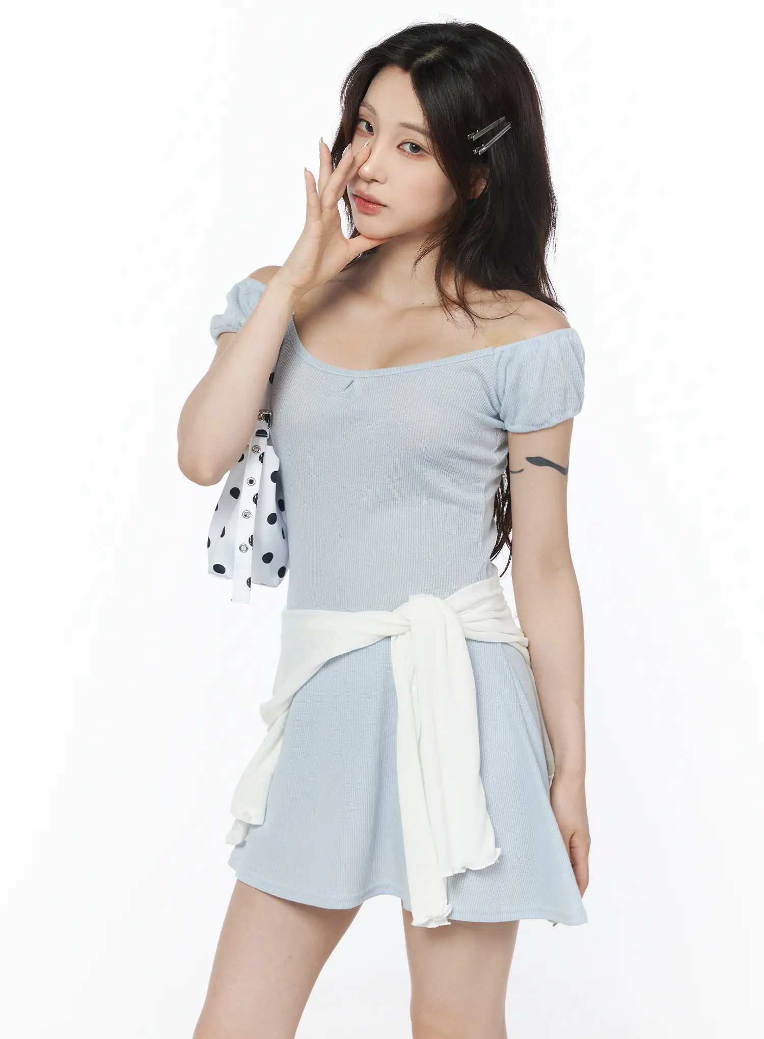 Off-Shoulder Ballet-Core Mini Dress CU510 - Image 8