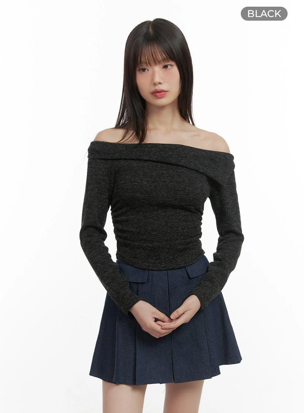 Off-Shoulder Cropped Knit Top CO410 - Image 8