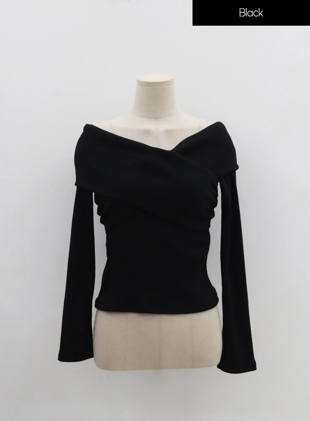 Off-Shoulder Cross Knit Long Sleeve T-Shirt IN07 - Image 17