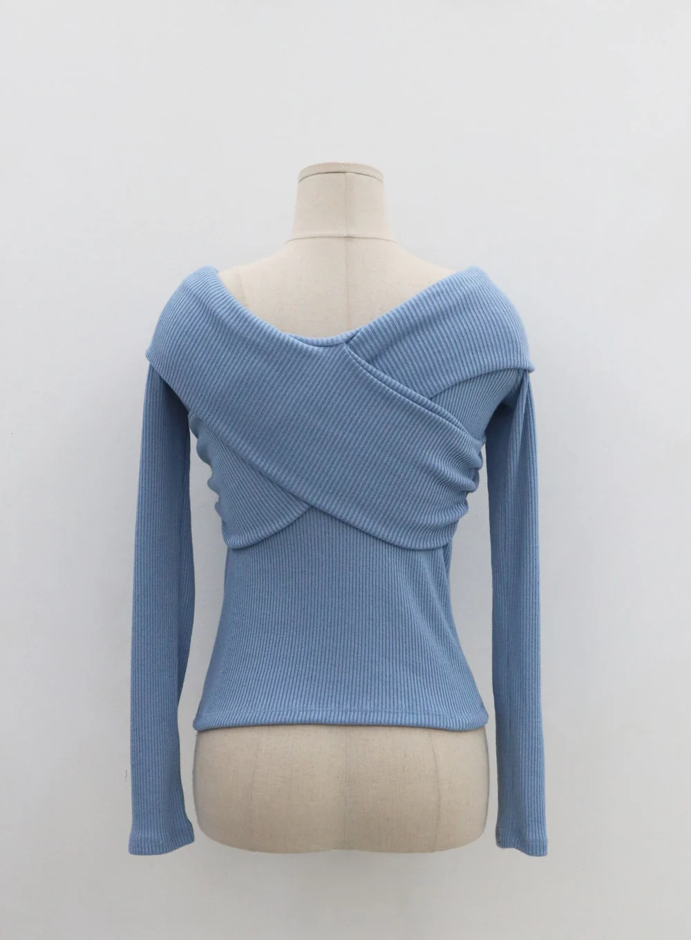 Off-Shoulder Cross Knit Long Sleeve T-Shirt IN07 - Image 19