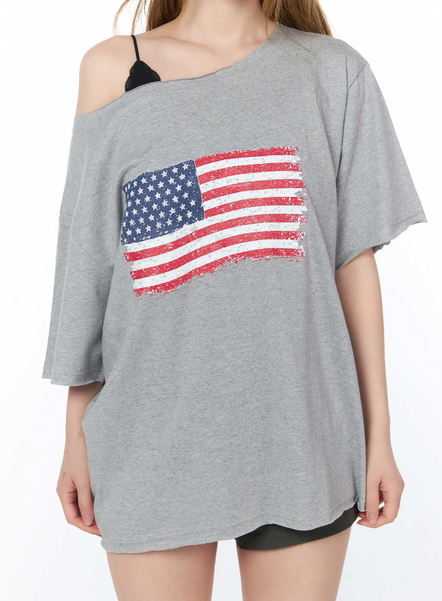 Off-Shoulder Flag Graphic Top CY508 - Image 9