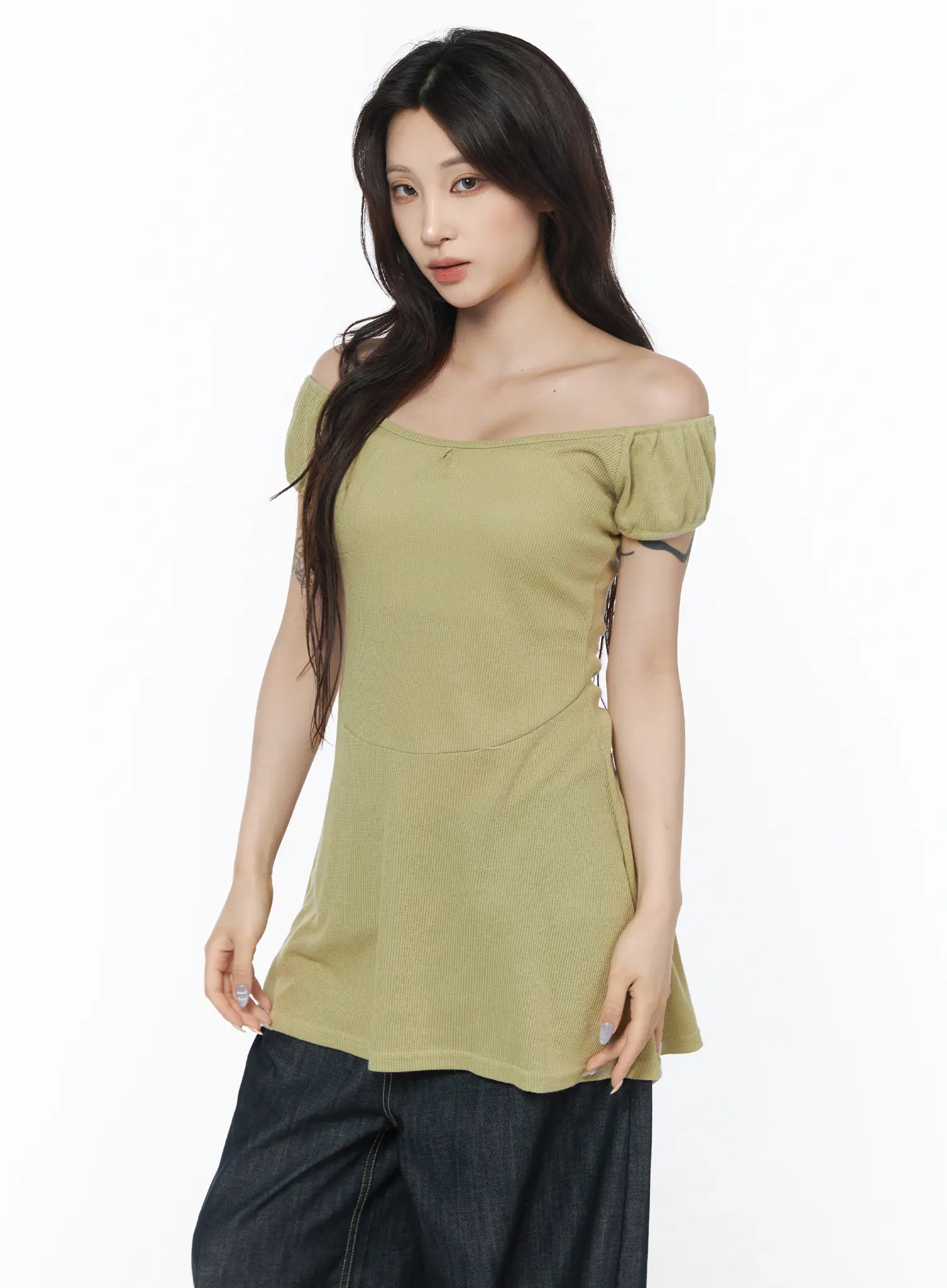 Off-Shoulder Flare Mini Dress CU510 - Image 9