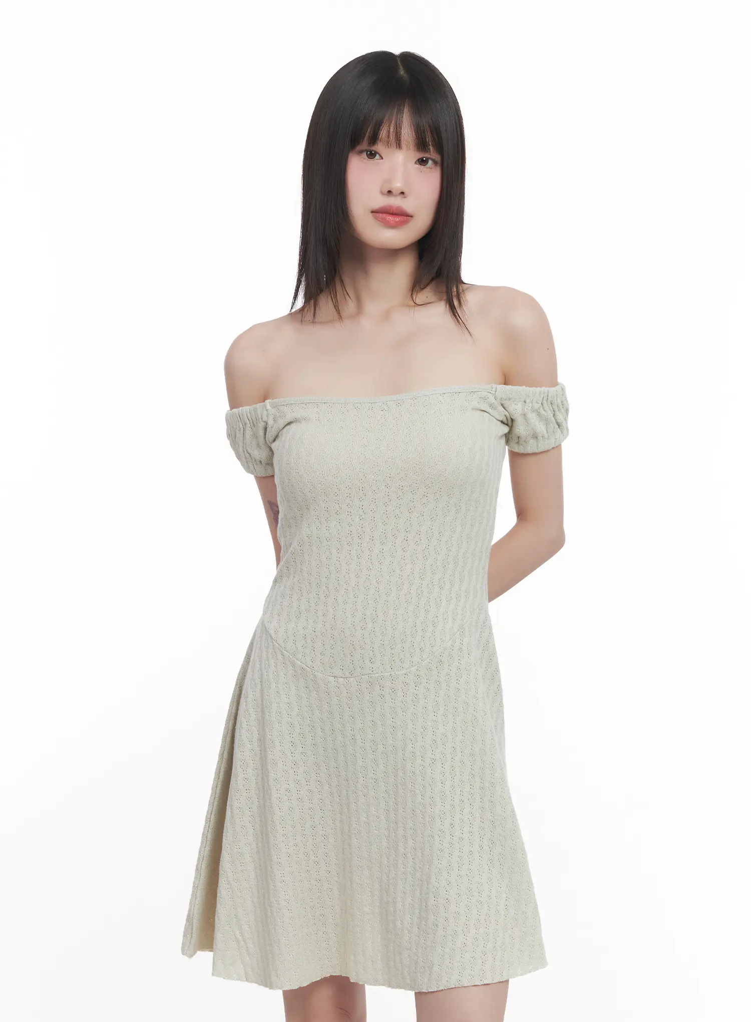 Off-Shoulder Flared Midi Dress CU518 - Image 12