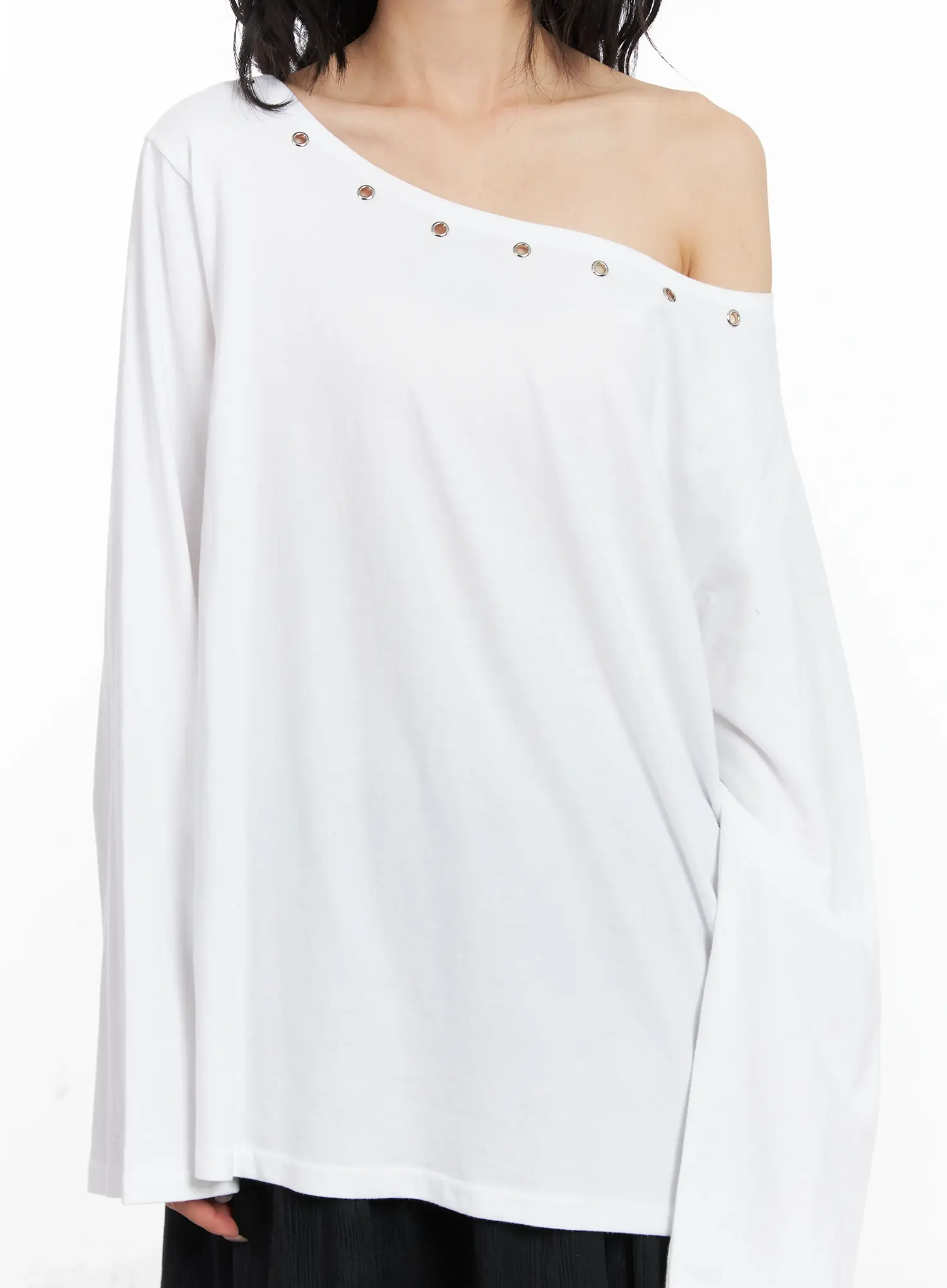Off-Shoulder Grommet Long Sleeve Top CD502 - Image 4