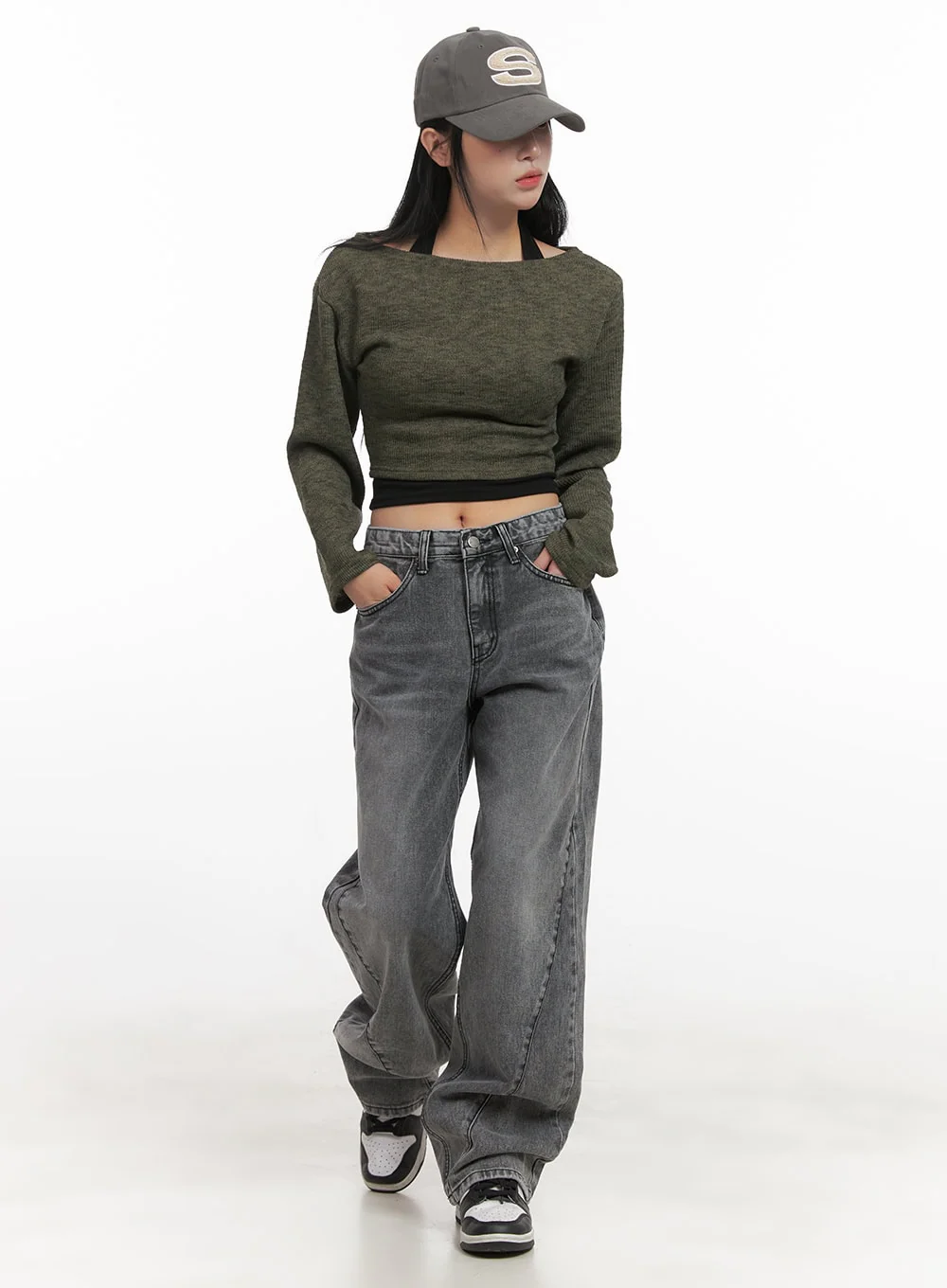 Off-Shoulder Long Sleeve Crop Top CJ517 - Image 2