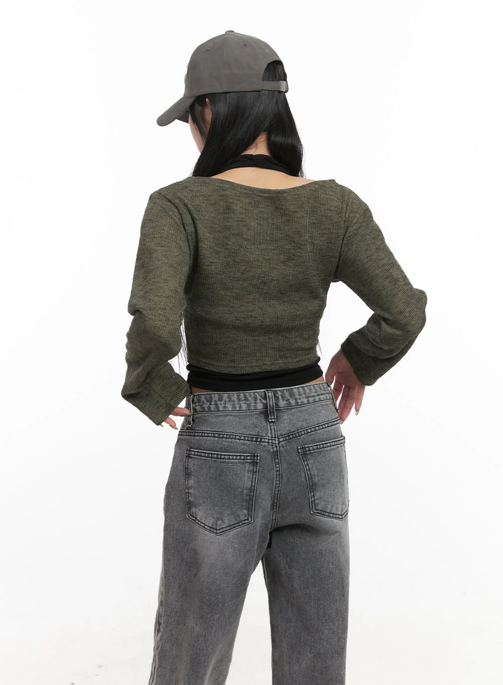 Off-Shoulder Long Sleeve Crop Top CJ517 - Image 6