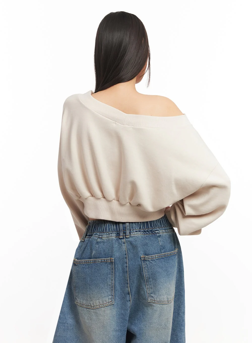 Off-Shoulder Loose-Fit Sweatshirt IA507 - Image 7