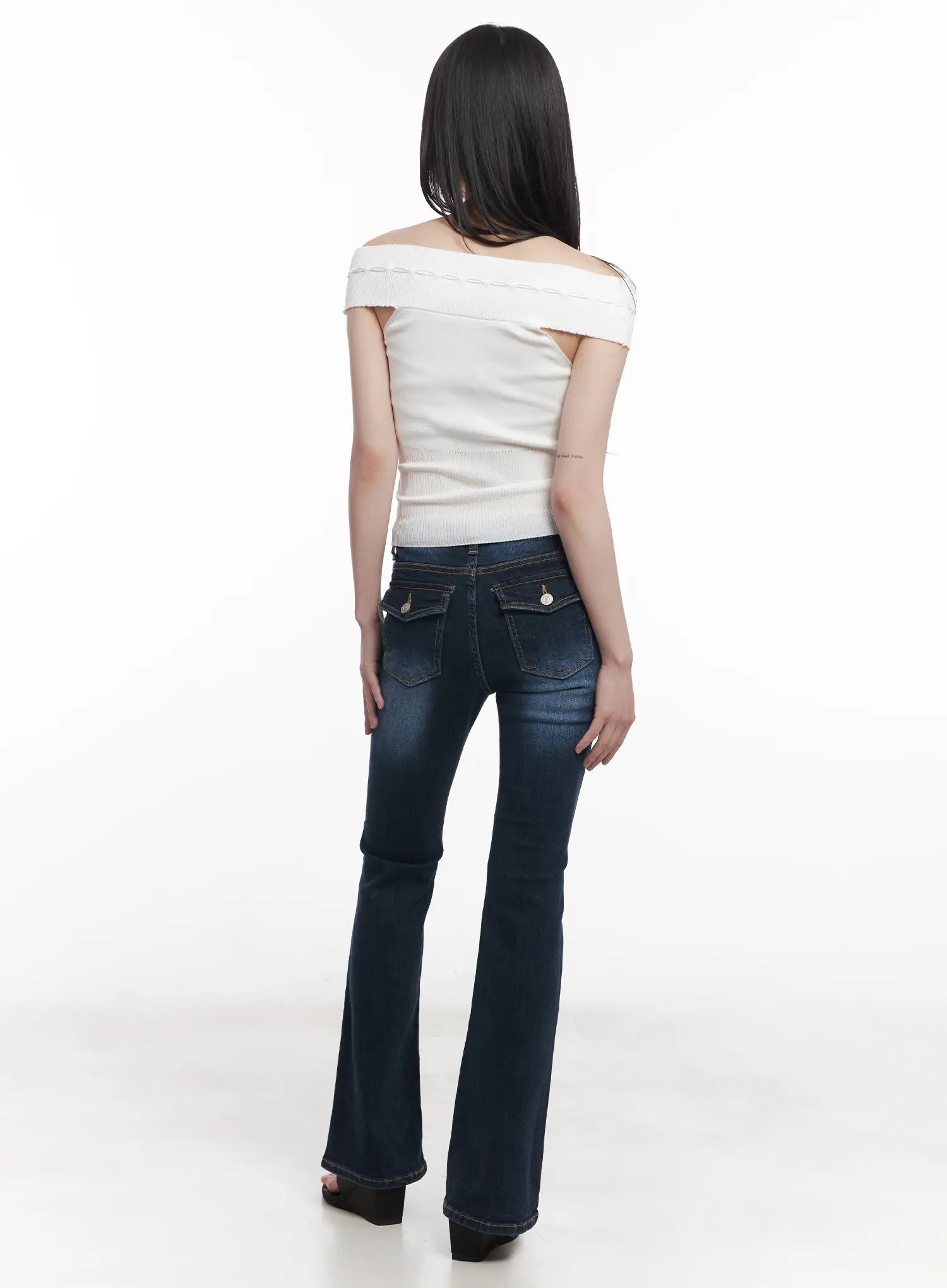 Off-Shoulder Ribbon Sleeveless Sweater CU519 - Image 7